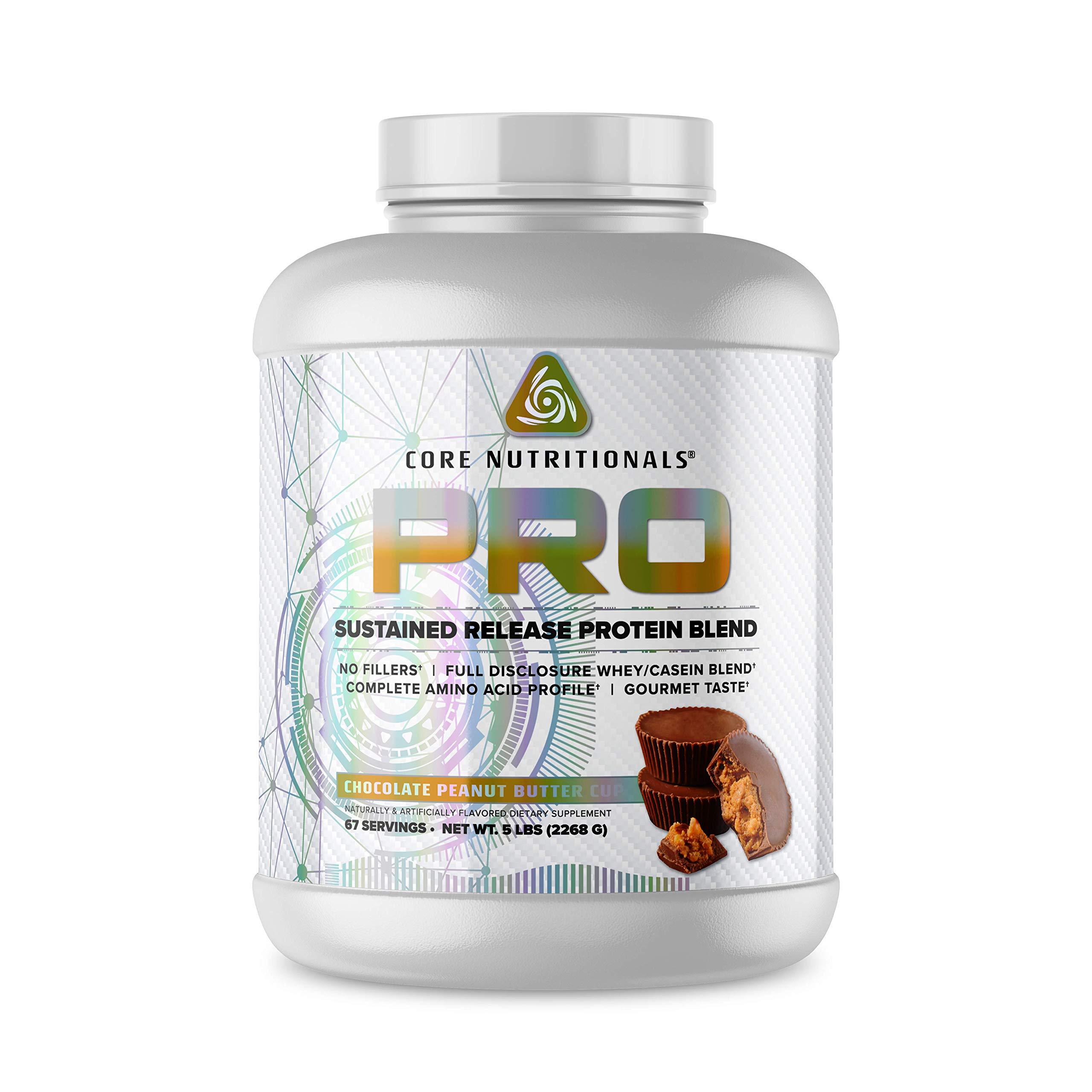 Core Nutritionals Pro Sustained Release Whey Protein Blend | with Digestive Enzymes | 25g Protein, 2g Carbs | No Fillers | 5 Pound (Chocolate Peanut Butter Cup)