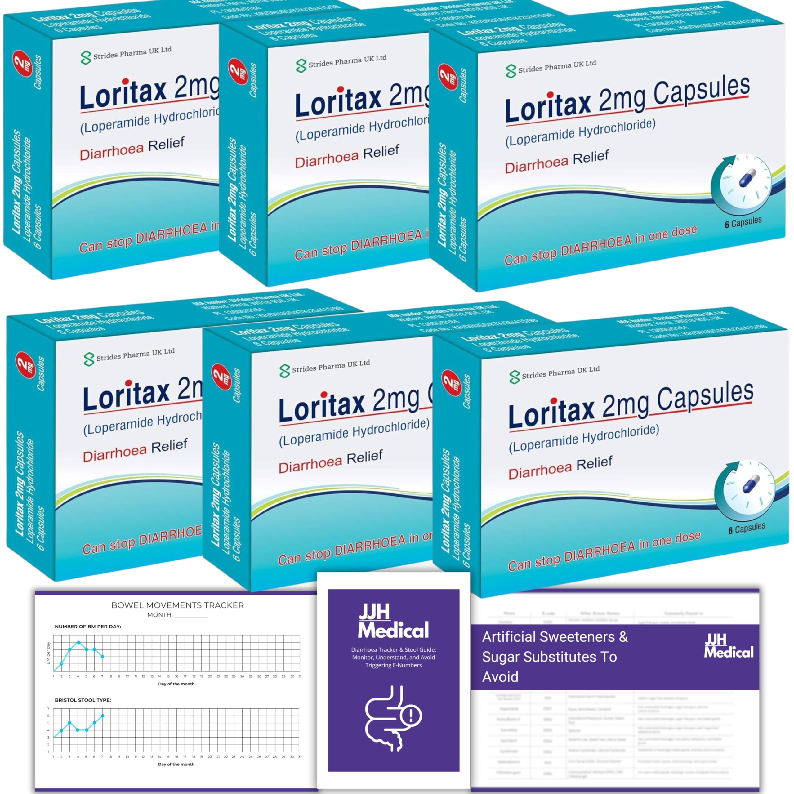 Diarrhoea Relief Capsules 36 Pack Loperamide Hydrochloride 2mg JJH Medical Bundle With Stool Chart Symptom Tracker Triggering Factors Guide For Adult 1985441840 - View #6