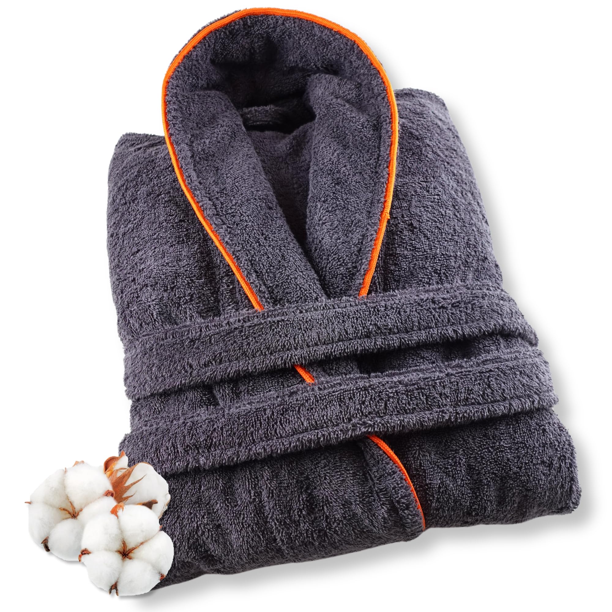 Nouveauté du produit : peignoir pour homme en coton douillet gris anthracite – extra doux et confortable – Taille S/M/L/XL/XXL – Peignoir de sauna en éponge – Certifié Oeko-Tex