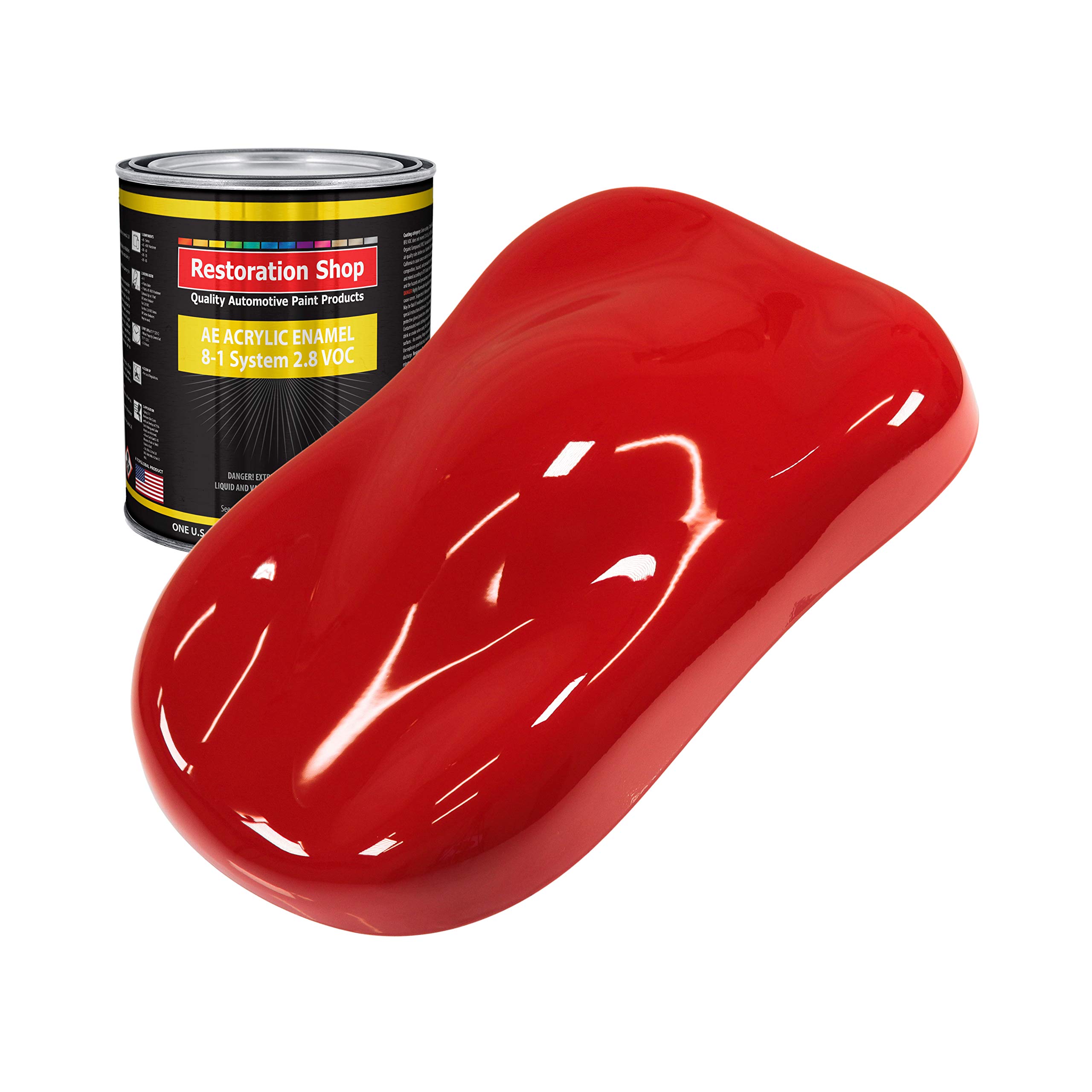 Restoration Shop - Rally Red Acrylic Enamel Auto Paint - Quart Paint Color Only - Professional Single Stage High Gloss Automotive, Car, Truck, Equipment Coating, 2.8 VOC