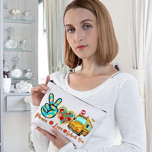 Miniatura 5 de WZMPA Kit de supervivencia para conductor de autobús escolar, regalo inspirado en el conductor de autobús, paz, amor, autobús escolar, bolsa con