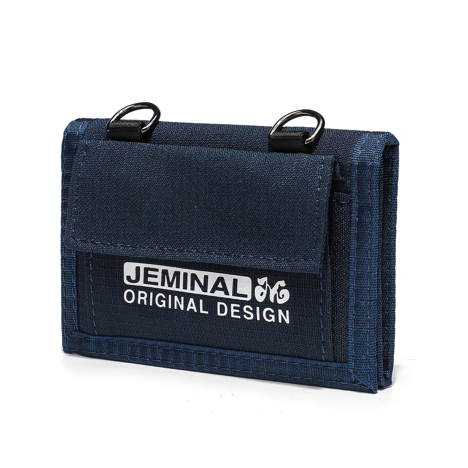 JEMINAL Lanyard Trifold Wallet for Men Nylon Wallet with Multiple Card Slots and ID Window Blue