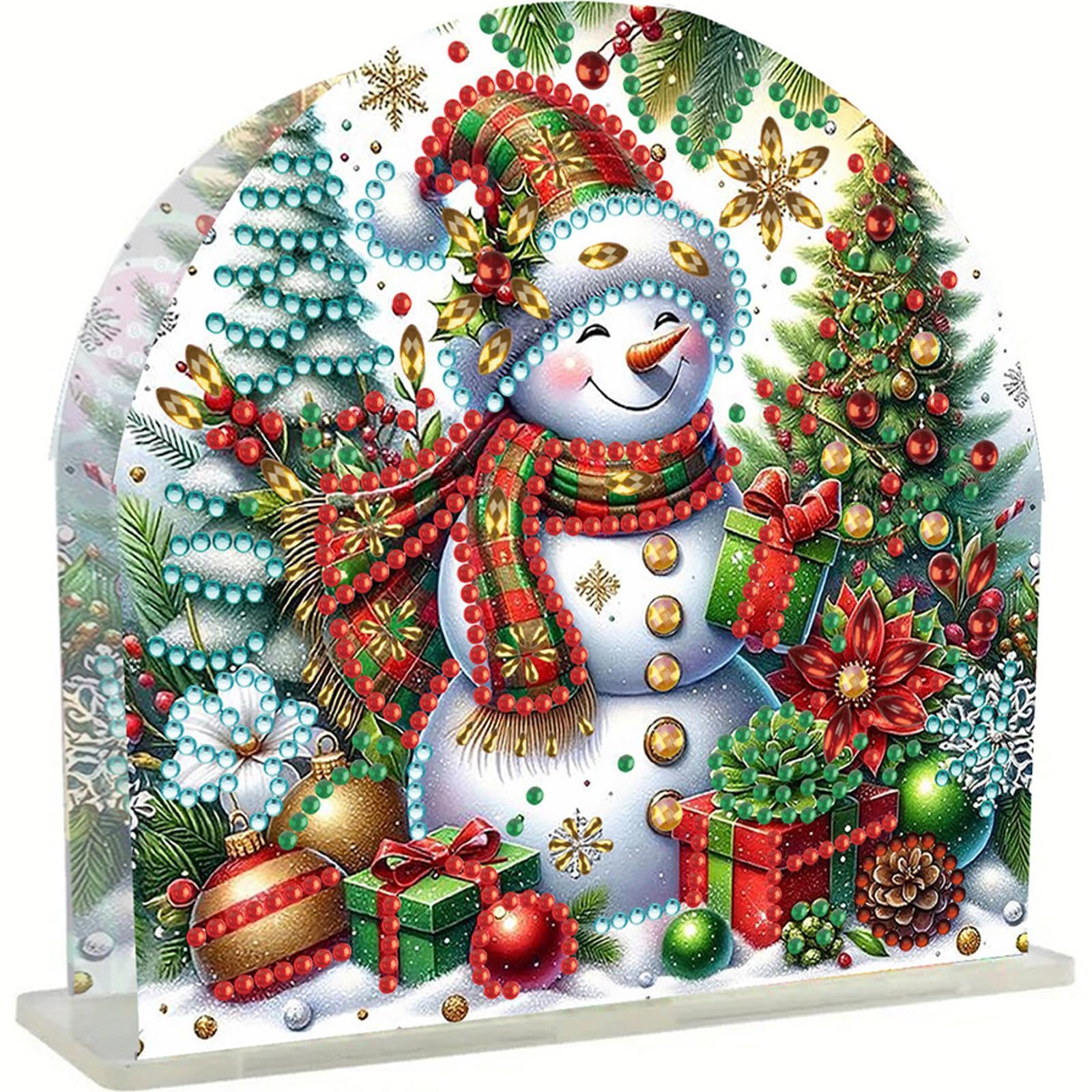 DIY Diamond Dots Desktop & Tabletop Ornament,Crystal Special Shaped 5D Diamond Art Kit for Adults - Home Office Desk Decor, Relaxing Craft Gift Idea(Christmas Snowman)