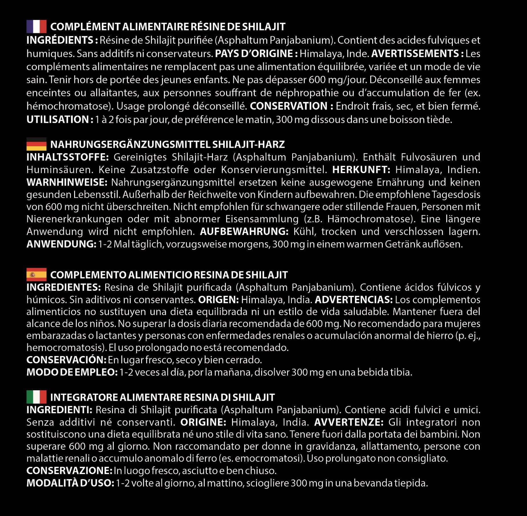 Shilajit+ Movezen, Résine de Shilajit Pure Naturelle 30 g, +75% Acide Fulvique, Himalaya 5000 m, 85 Minéraux & Oligo-Éléments, Analysé Eurofins France, Sans Additif, 600 mg, 50 Jours, Halal, Cuillère