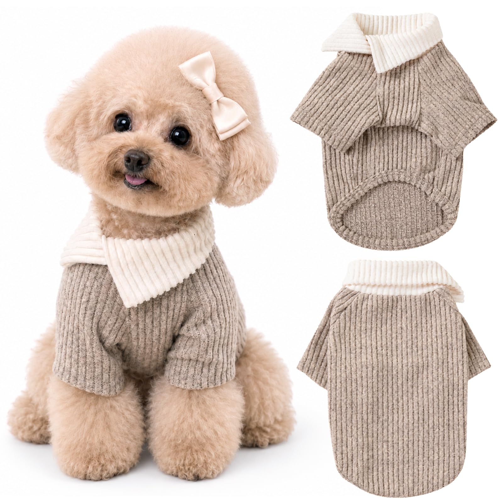 Yaopelky Dog Sweatshirt for Small Medium Dogs, Khaki, S (1.5-3.5kg)