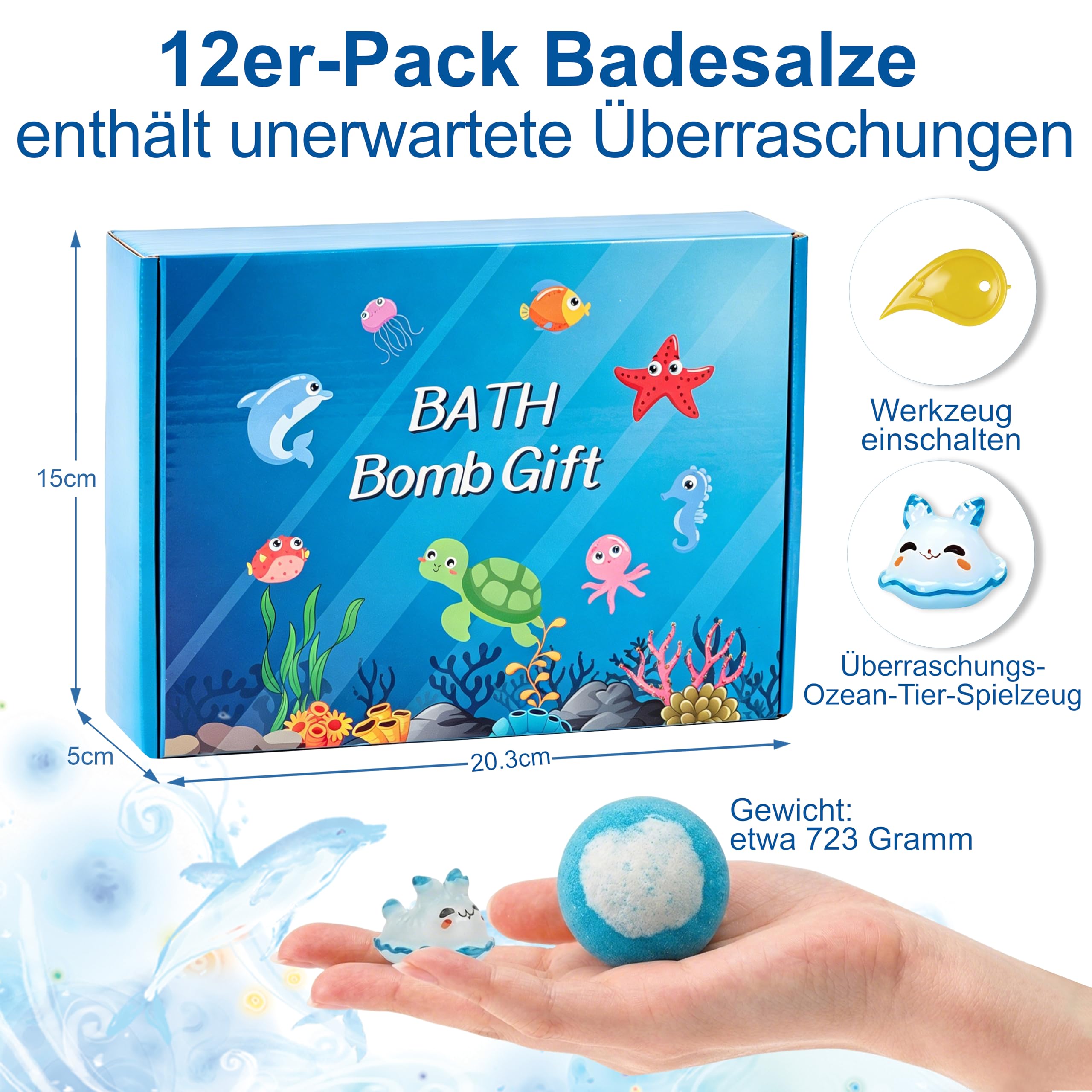 12 bombas de baño para niños con sorpresa, con sorpresa, aditivo de baño orgánico para niños, regalo para niños, regalo para cumpleaños, Pascua, niños y niñas