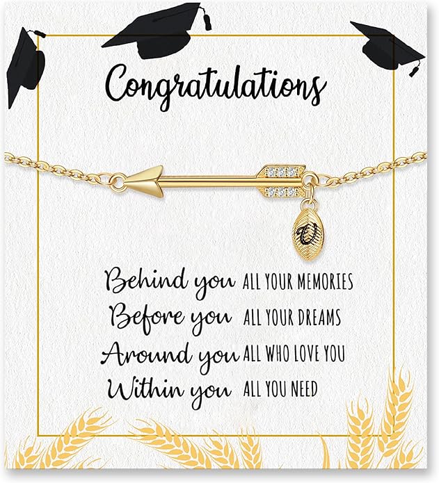 Graduation Gifts for Her 2025, 2025 Graduation Gifts High School College Graduation Gifts for Teen Girls 5th 8th Grade Masters Degree Grads Initial Bracelets for Women Letter A-Z Charm Bracelet Daughter Niece Granddaughter Girlfriend Jewelry