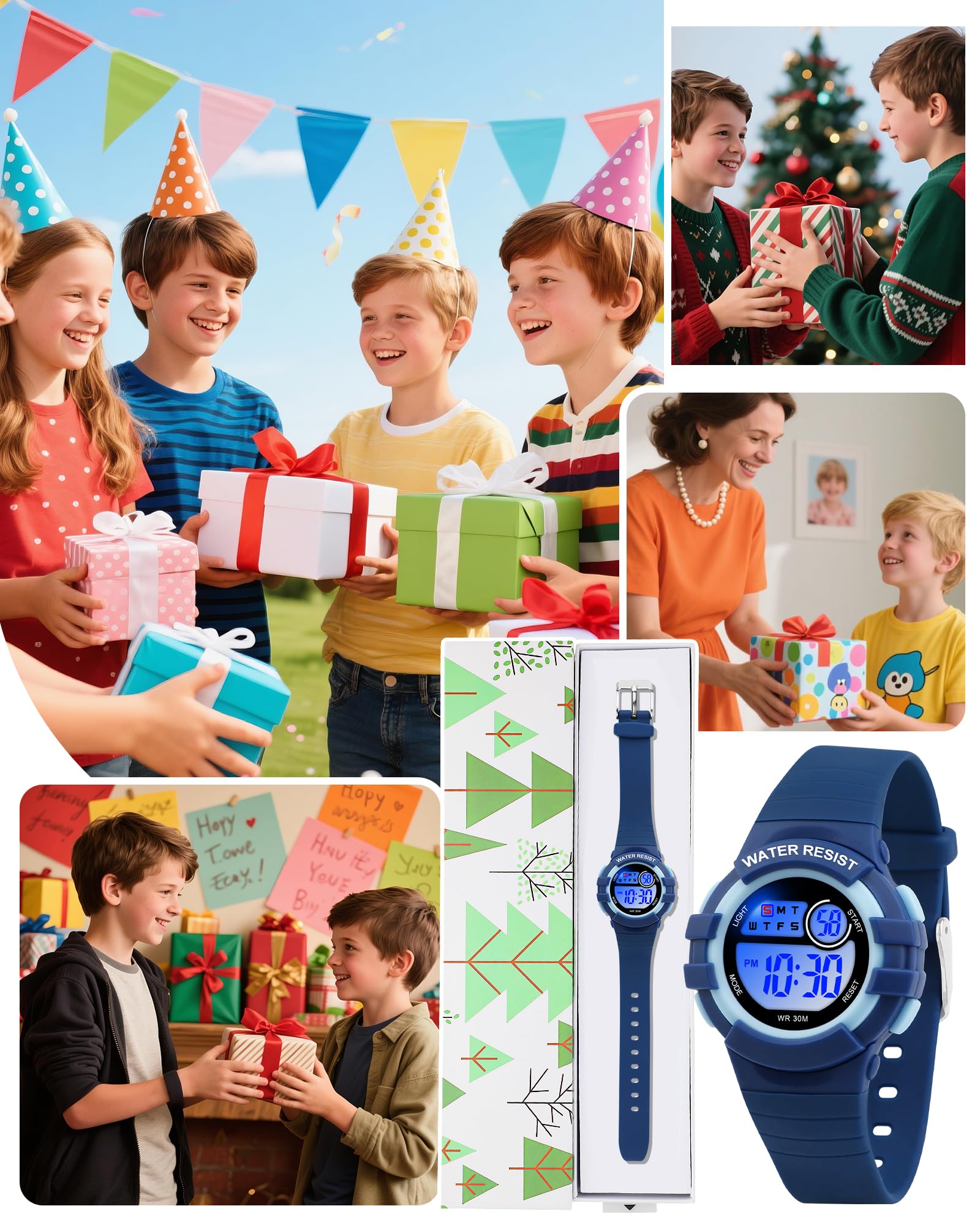 Reloj Niño Digital Infantil con 7 Luces LED,Impermeable 3 ATM, Alarma,Fecha,Cronómetro,Reloj Deportivo de Pulsera para Niñas y Niños,Regalo Ideal