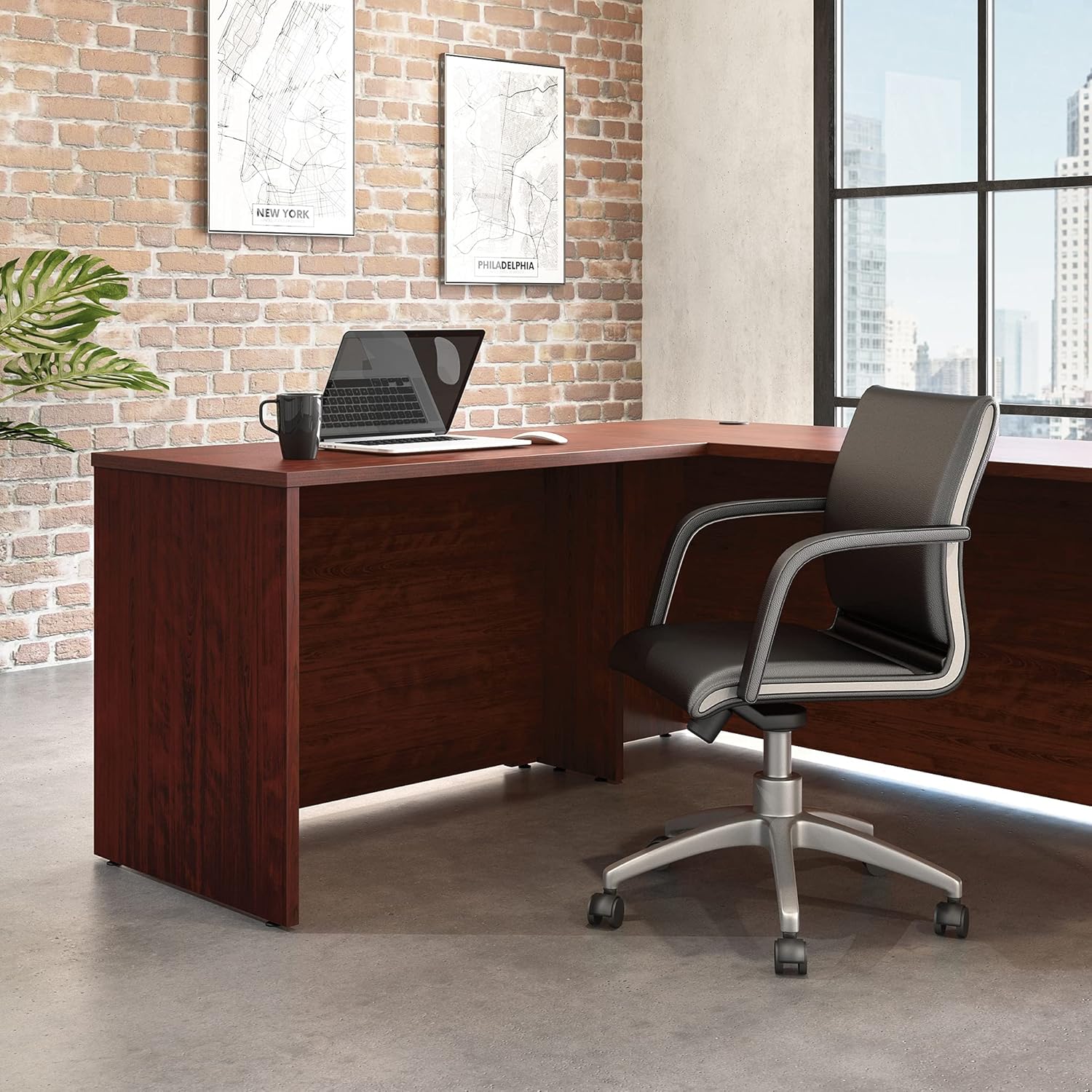 OfficeWorks by Sauder Affirm 42'' Commercial Return for Executive Desk, L: 45.16'' x W: 23.47'' x H: 29.29'', in Classic Cherry Finish