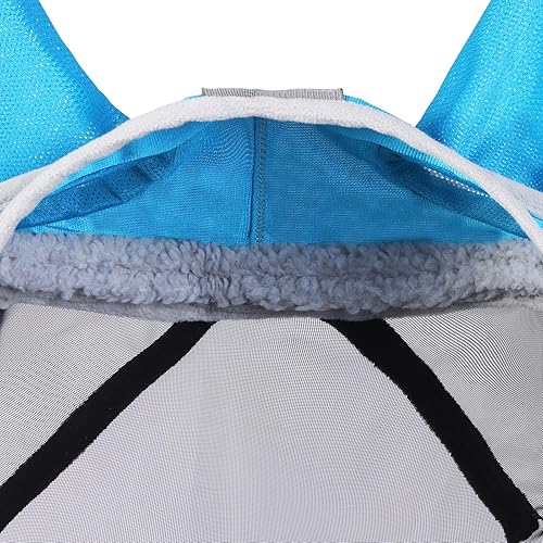 Vista 131 de Harrison Howard CareMaster Pro - Máscara luminosa para mosca de caballo, gran espacio para los ojos, nariz larga con orejas, protección UV para Azul