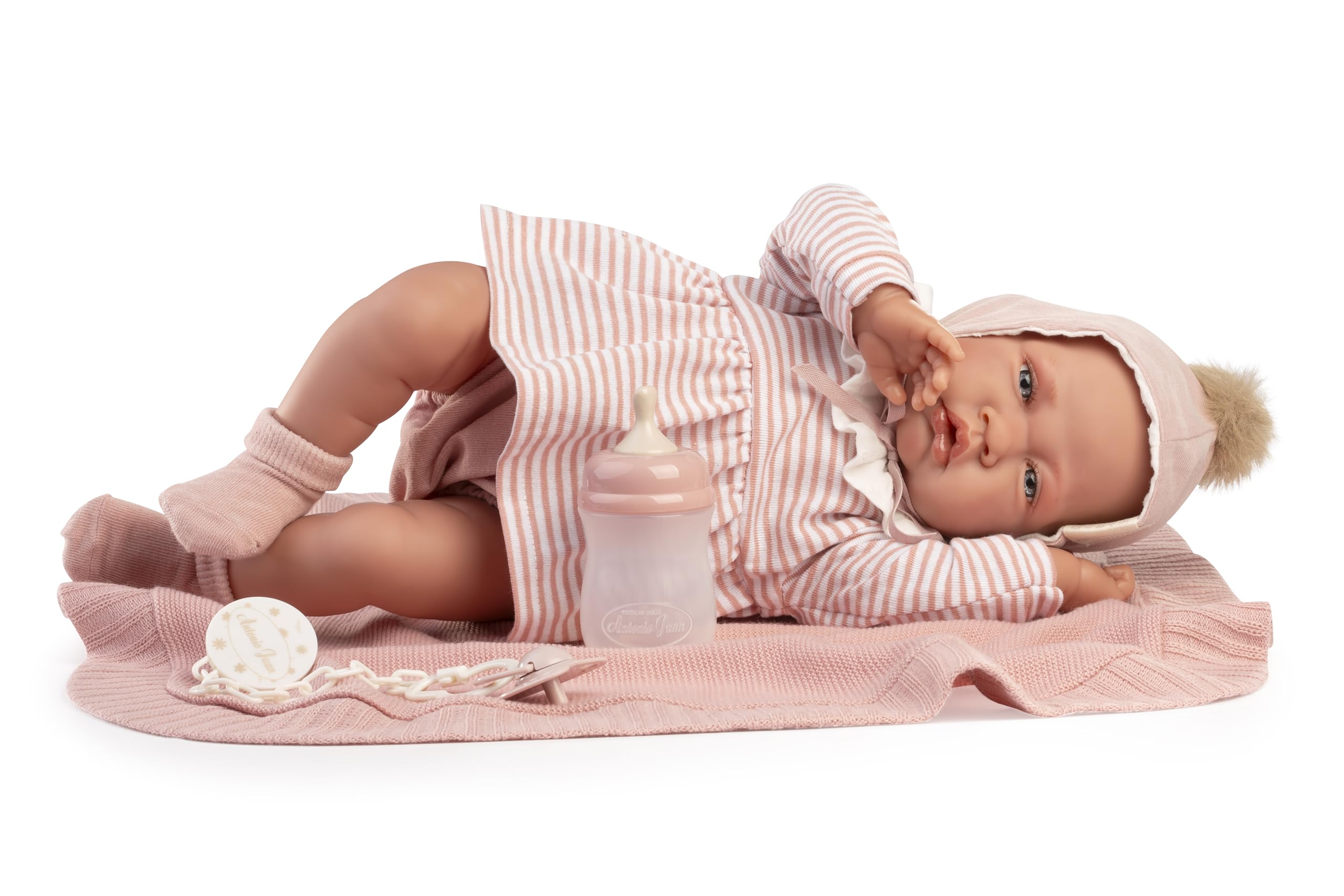 Muñecas Antonio Juan Recién Nacida Lúa Pompón, Muñeca Bebé Realista con Cuerpo Blandito, 42 cm, Incluye Accesorios de Cuidado