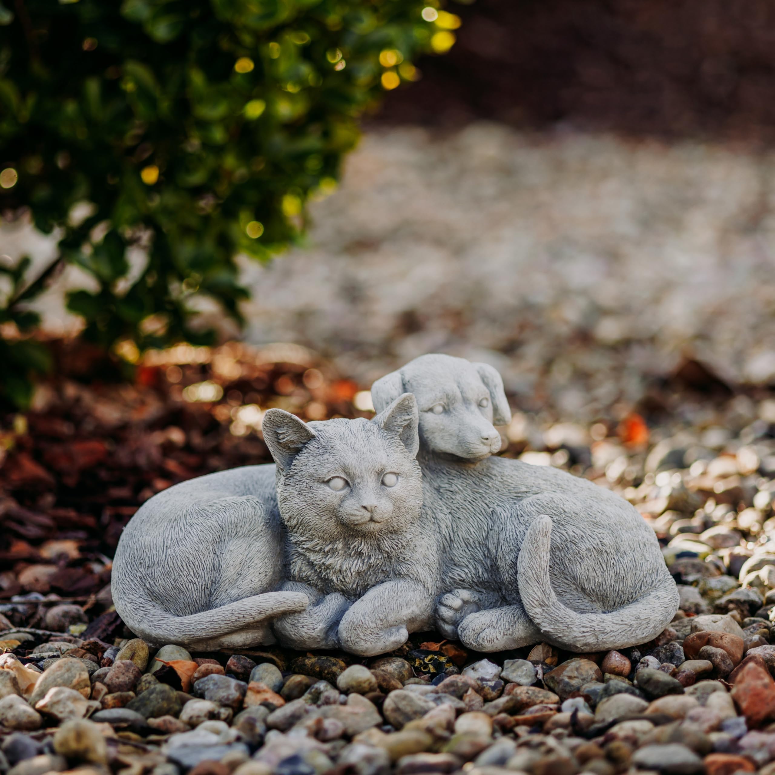 gartendekoparadies.de Statua di pietra da giardino cane e gatto, 34 x 20 x 15 cm, grigio, 8 kg, in pietra, resistente al gelo per esterni