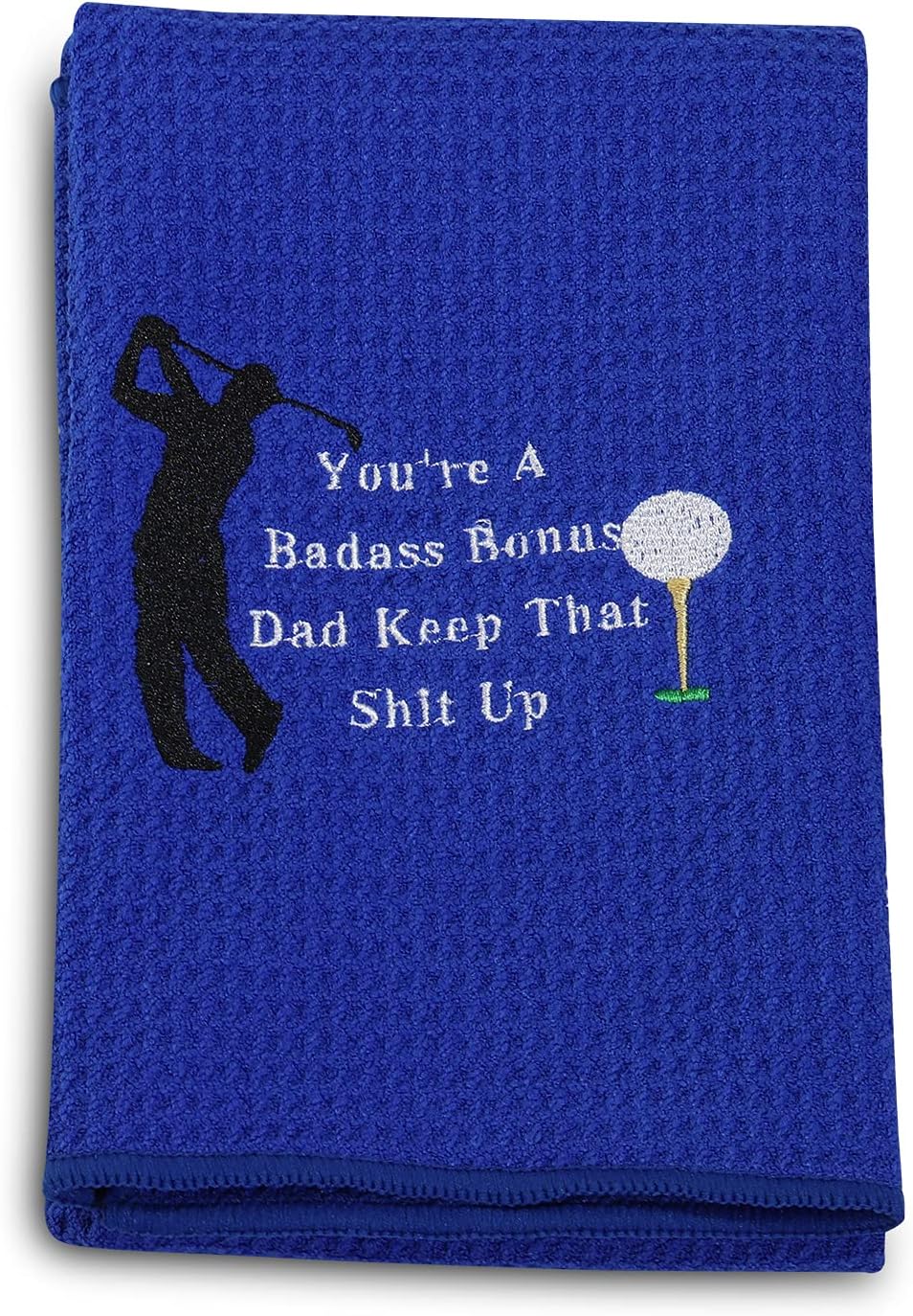 review PXTIDY Step Father Golf Towel Stepdad Gift You're A Badass Bonus Dad Keep That Shit Up Embroidered Golf Towel Gift Best Bonus Dad Ever Gift (Blue)