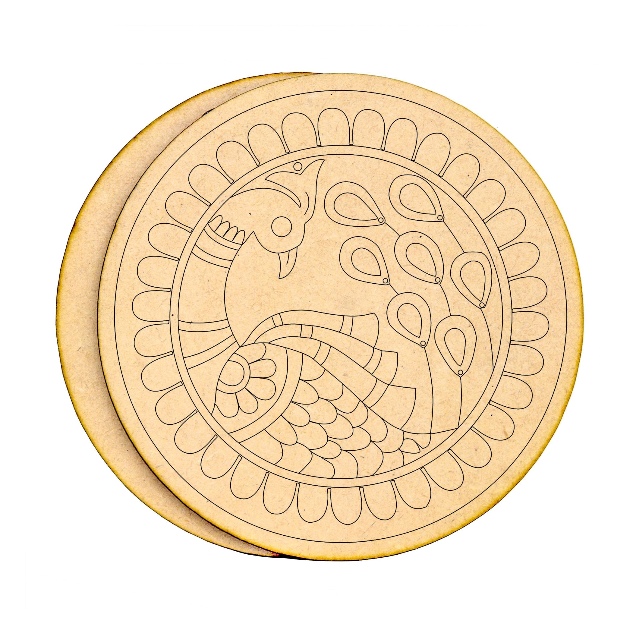 AJANTA ROYAL Premium MDF Mandala Art Board-3.5mm Thick Round Laser Engraved Design | DIY Lippan Art, Mandala Painting, Clay Craft Base | (Set of 2 Pieces) (3.5"x 3.5" Inch) (MDL-06)-image-11