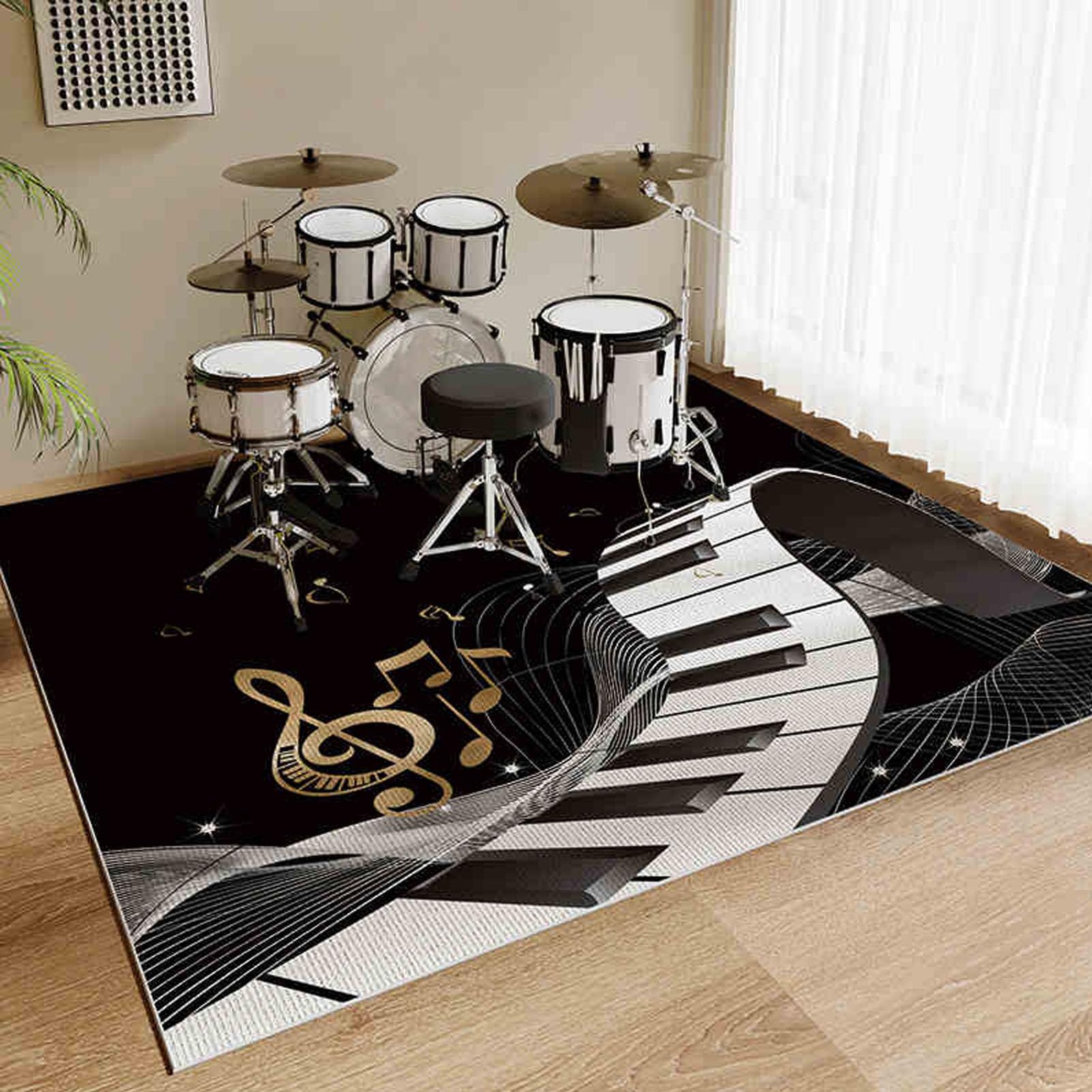 180 x 160 cm Tapis Batterie Acoustique Insonorisant, Tapis pour Batterie Electronique, Tapis pour Batterie et Percussions, Tapis de Tambour pour Grosse Caisse Caisse Claire Instruments de Musique