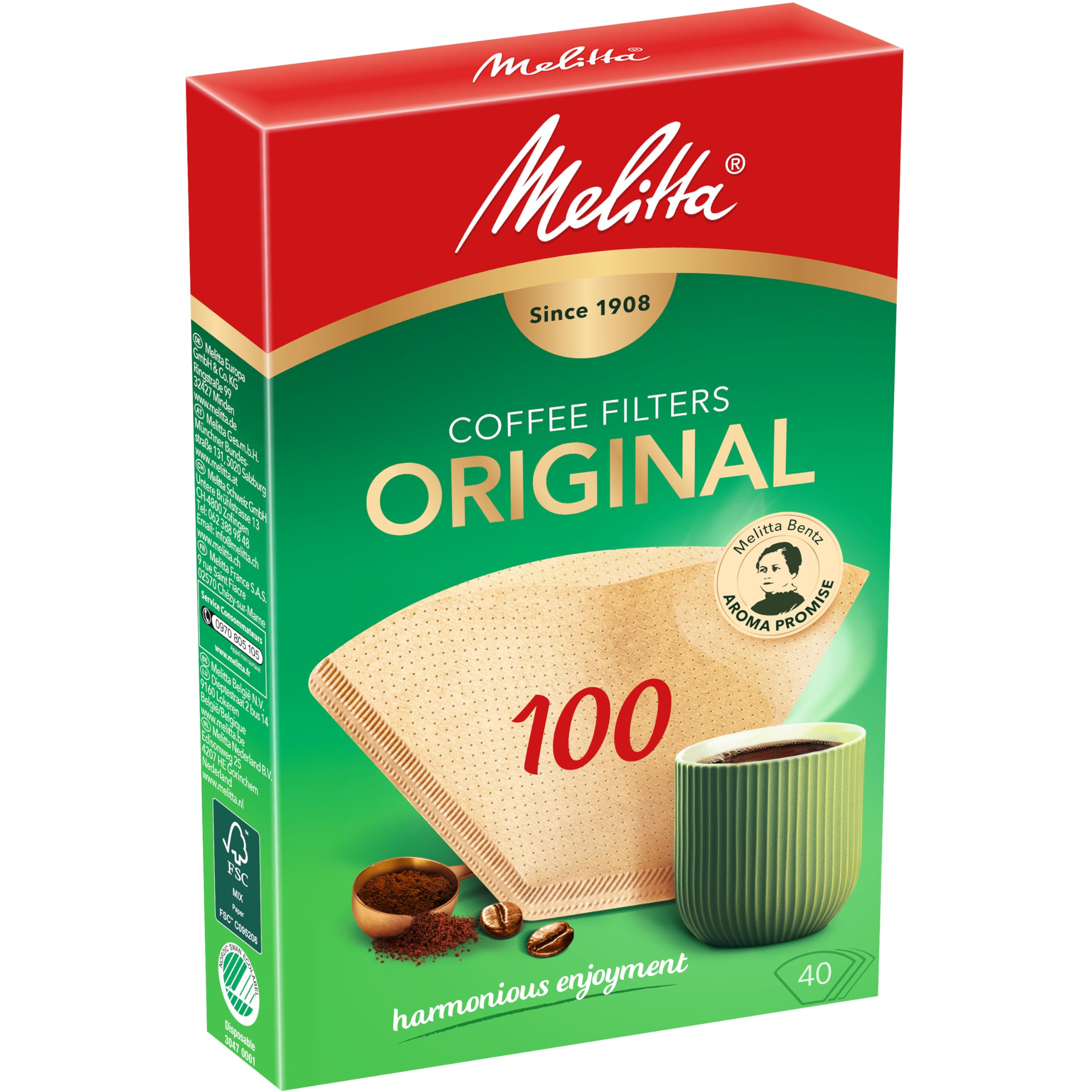 Melitta Coffee Filters 100/40 Natural Brown (Pack of 40 Filters)