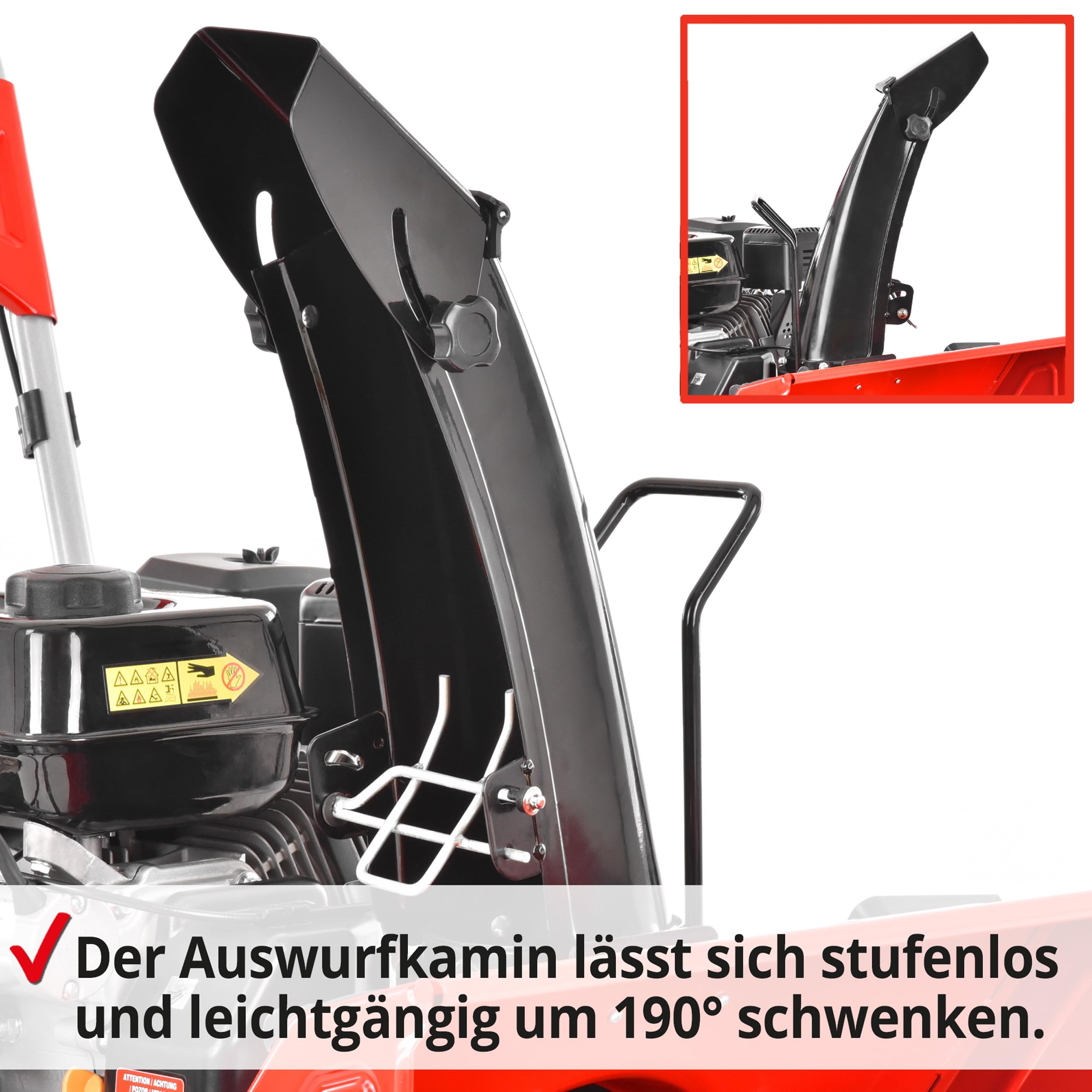 HECHT Schneefräse Benzin – 56 cm Arbeitsbreite – 2-stufig – 40 cm Arbeitshöhe – 11 m Auswurfweite – mit E-Start, 5-Gänge, LED-Scheinwerfer