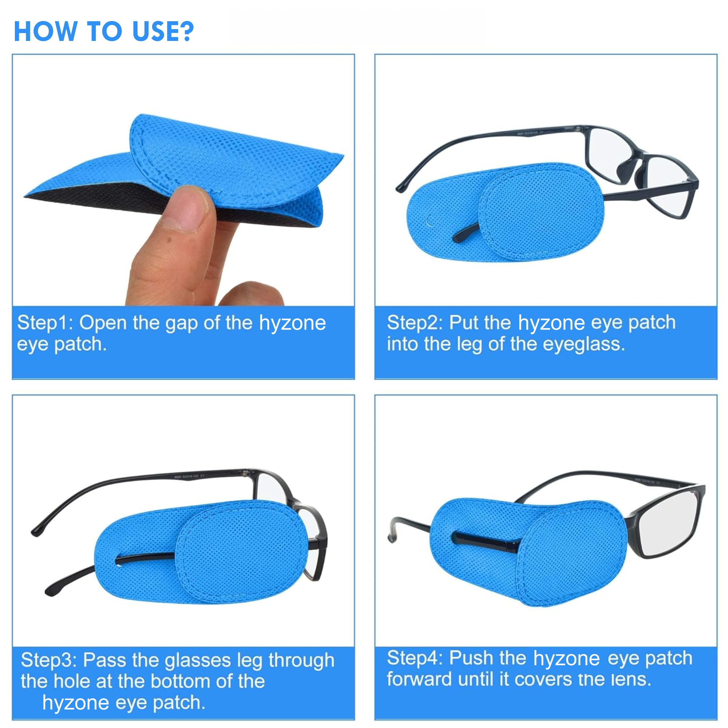 HYZONE Eye Patch For Glasses - 2 Pairs Eye Patches For Lazy Patch For Children & Adults Amblyopia Eyepatch 4 PCS — Amazon image 4