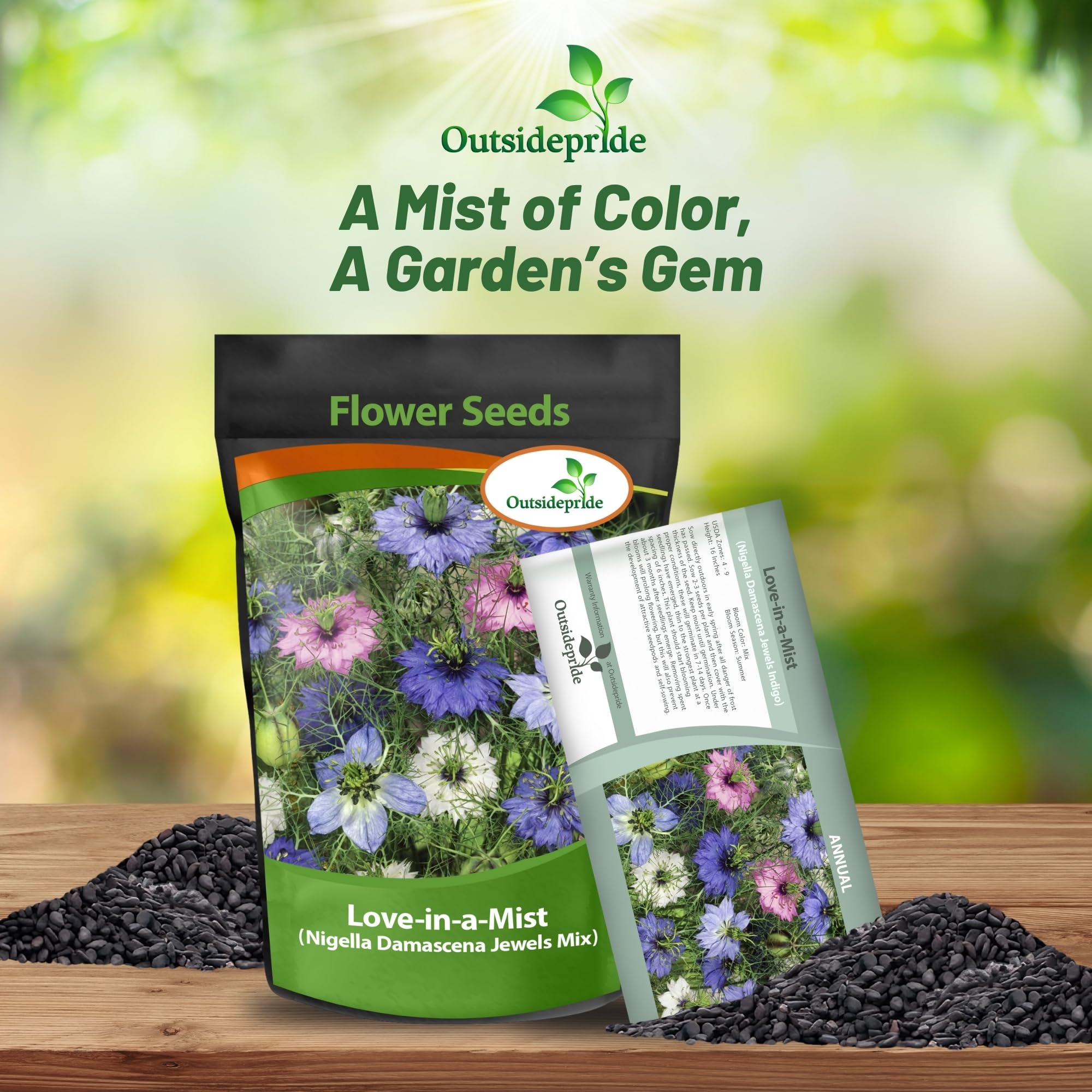 Jewels Mix Nigella Seeds - 1000 semillas anuales de flores para plantar con flores vibrantes y encaje, follaje similar a helecho, flor de corte atractivo para espacios de jardín pequeños 4