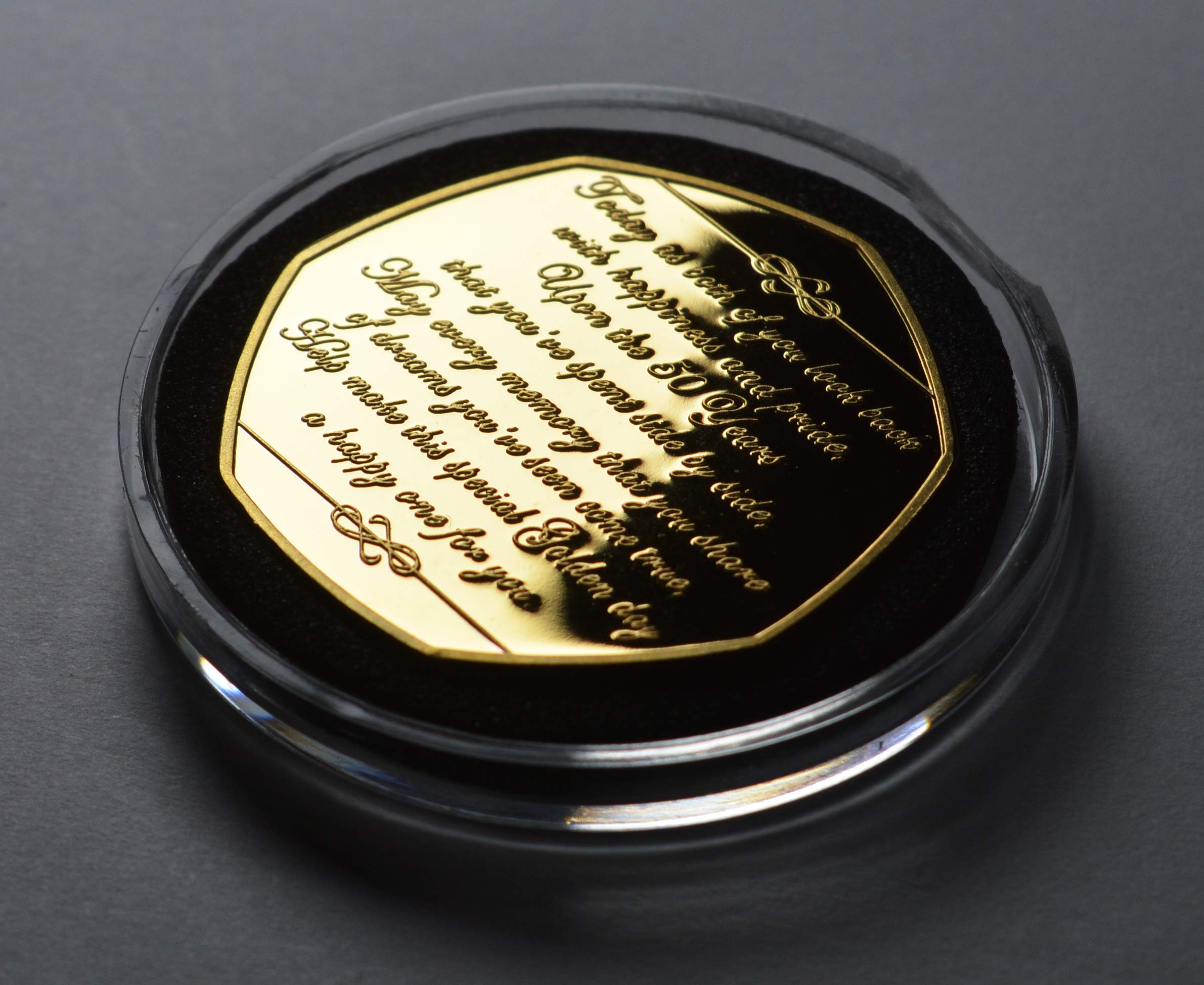 The Commemorative Coin Company 50th GOLDEN WEDDING ANNIVERSARY 24ct Gold Commemorative with Gemstone. Gift/Present 50 Fifty Years Together. Capsule - Image 3