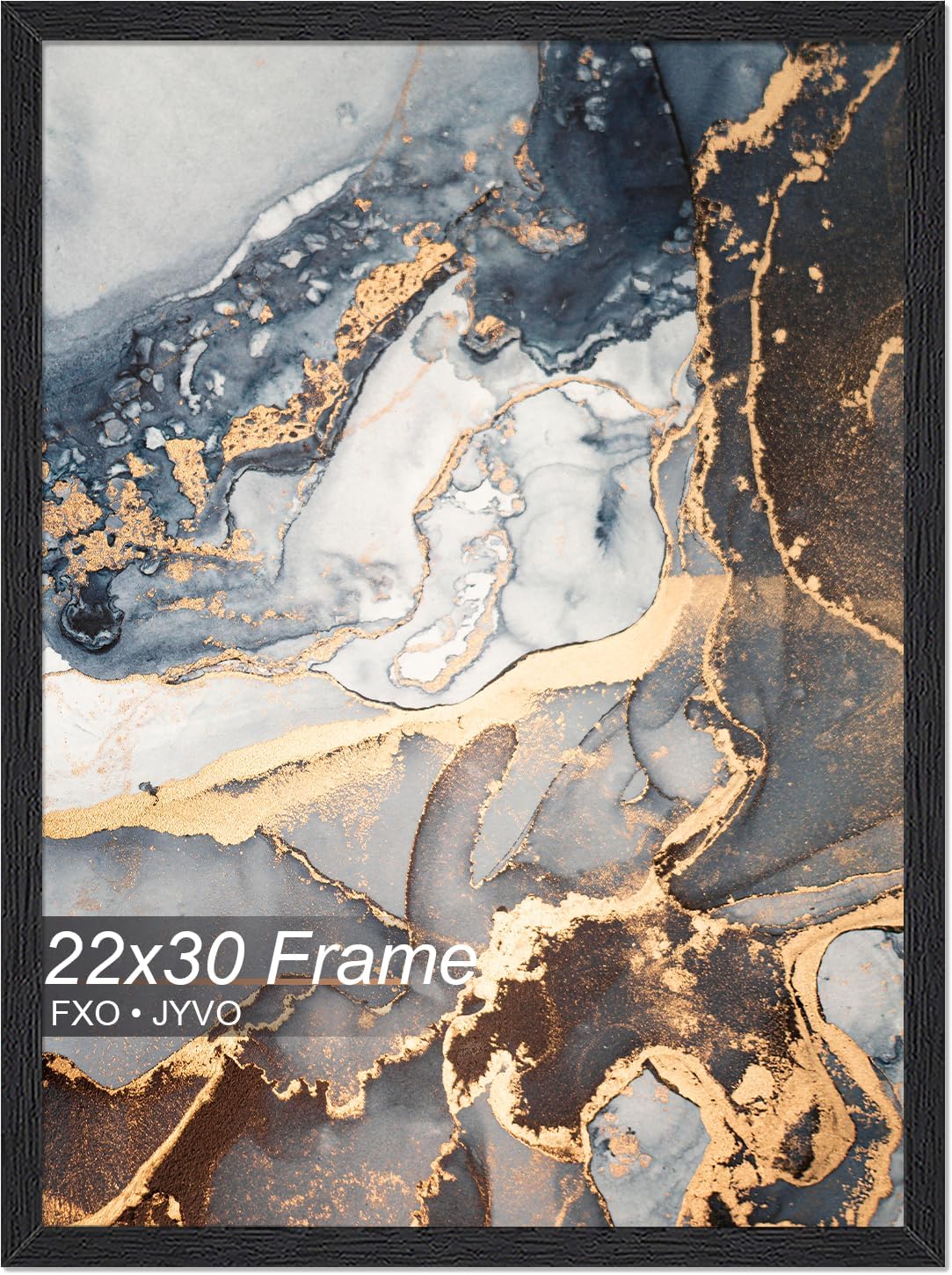 Engineered Wood 22x30 Frame, Black Picture Frame for 22 x 30 Inch Poster Puzzle Photo, Light Weight 22 by 30 Poster Frame with Wood-grain for Wall - 1 Pack/Black/22 x30
