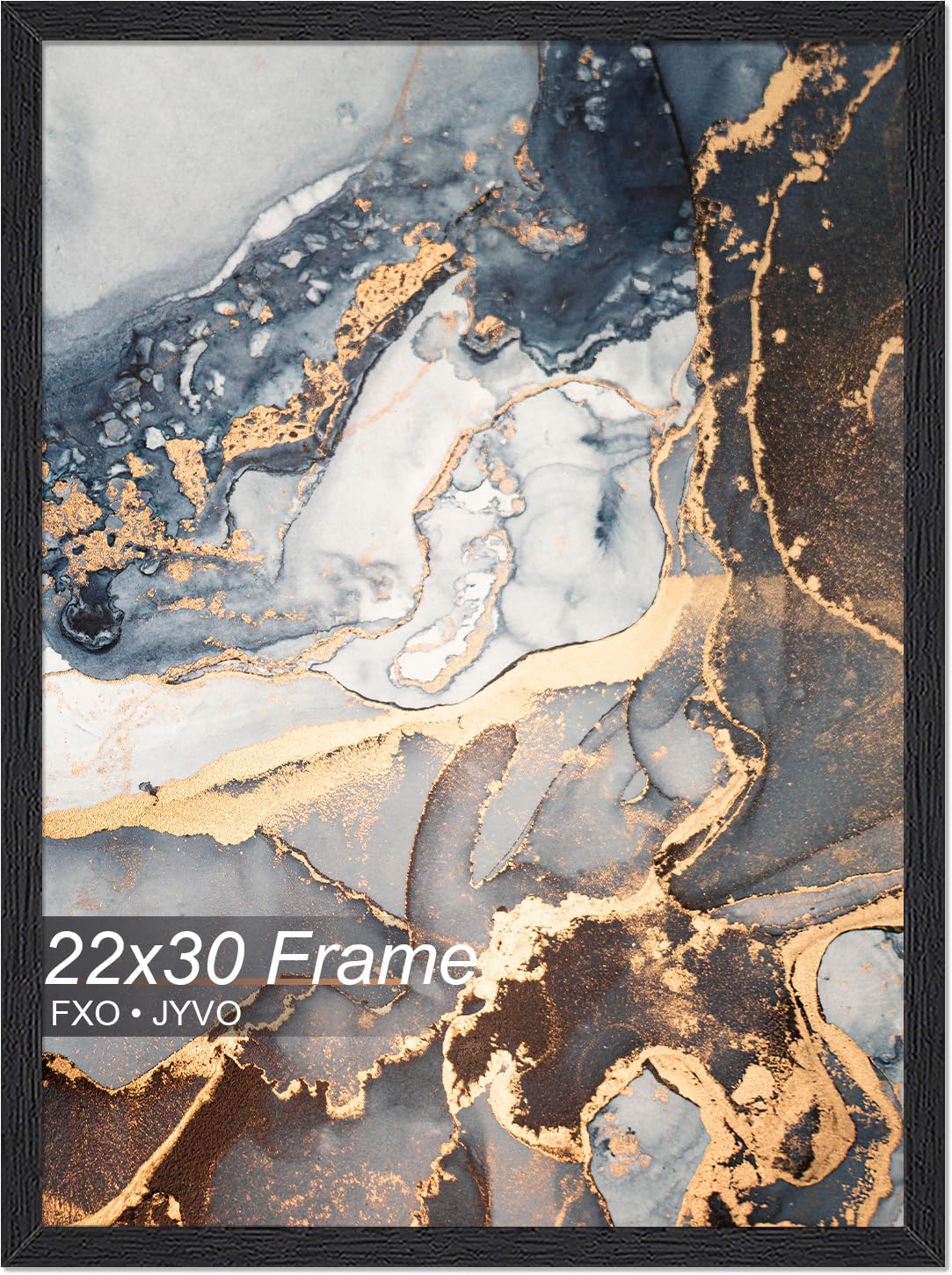 Fxojyvo Engineered Wood 22x30 Frame, Black Picture Frame for 22 x 30 Inch Poster Puzzle Photo, Light Weight 22 by 30 Poster Frame with Wood-grain for