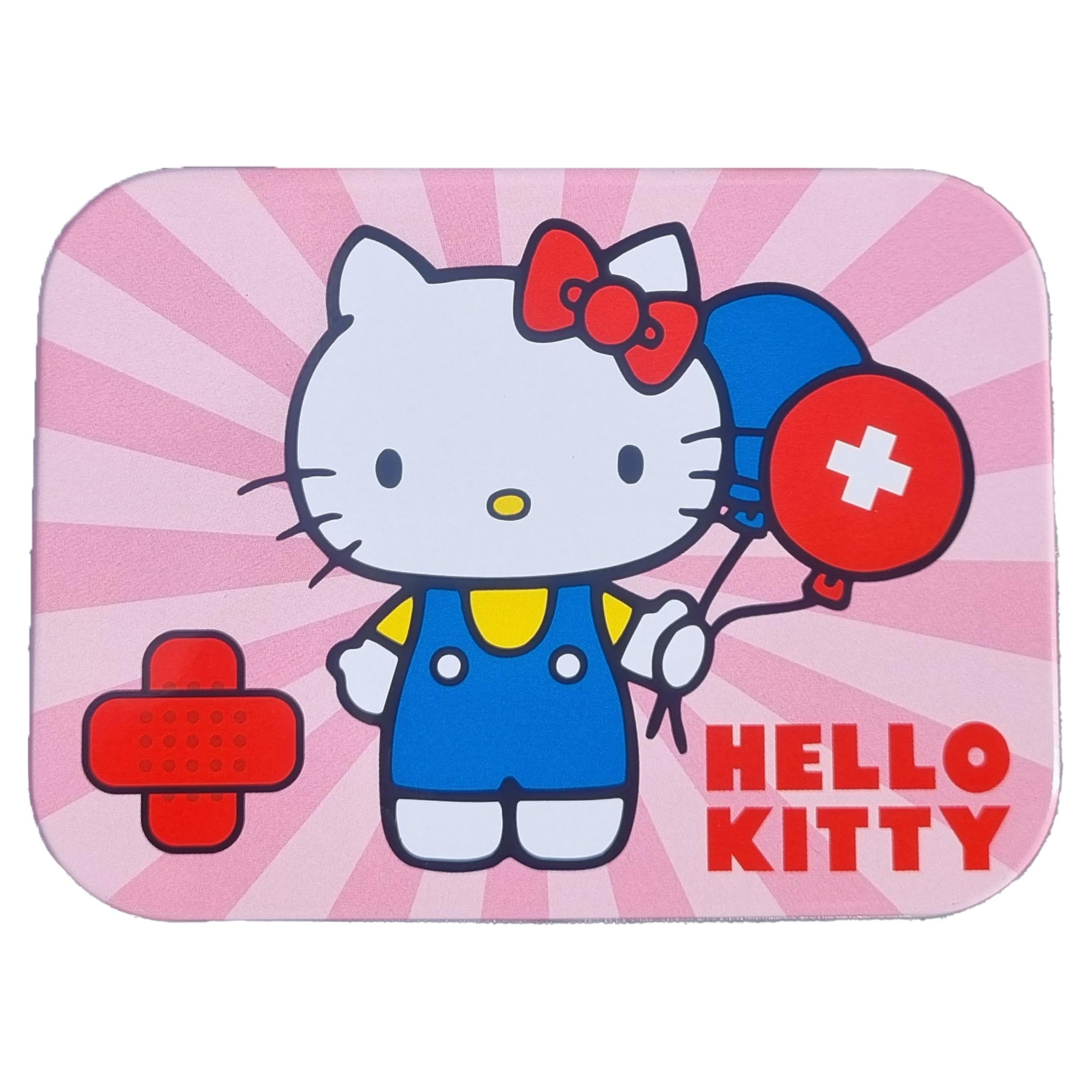 Hello Kitty różowe plastry dla dzieci, licencjonowany produkt, 12 sztuk, metalowe pudełko, 24 plastry, piękne wzornictwo, pudełko do przechowywania dla dzieci, nadają się do plecaka, torebki