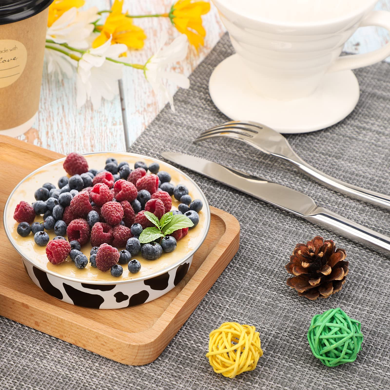 Beasea 100 szt. mini foremek do ciast jednorazowych 10 cm z pokrywkami, aluminiowe, czarno-białe, do muffinek, sernika, quiche