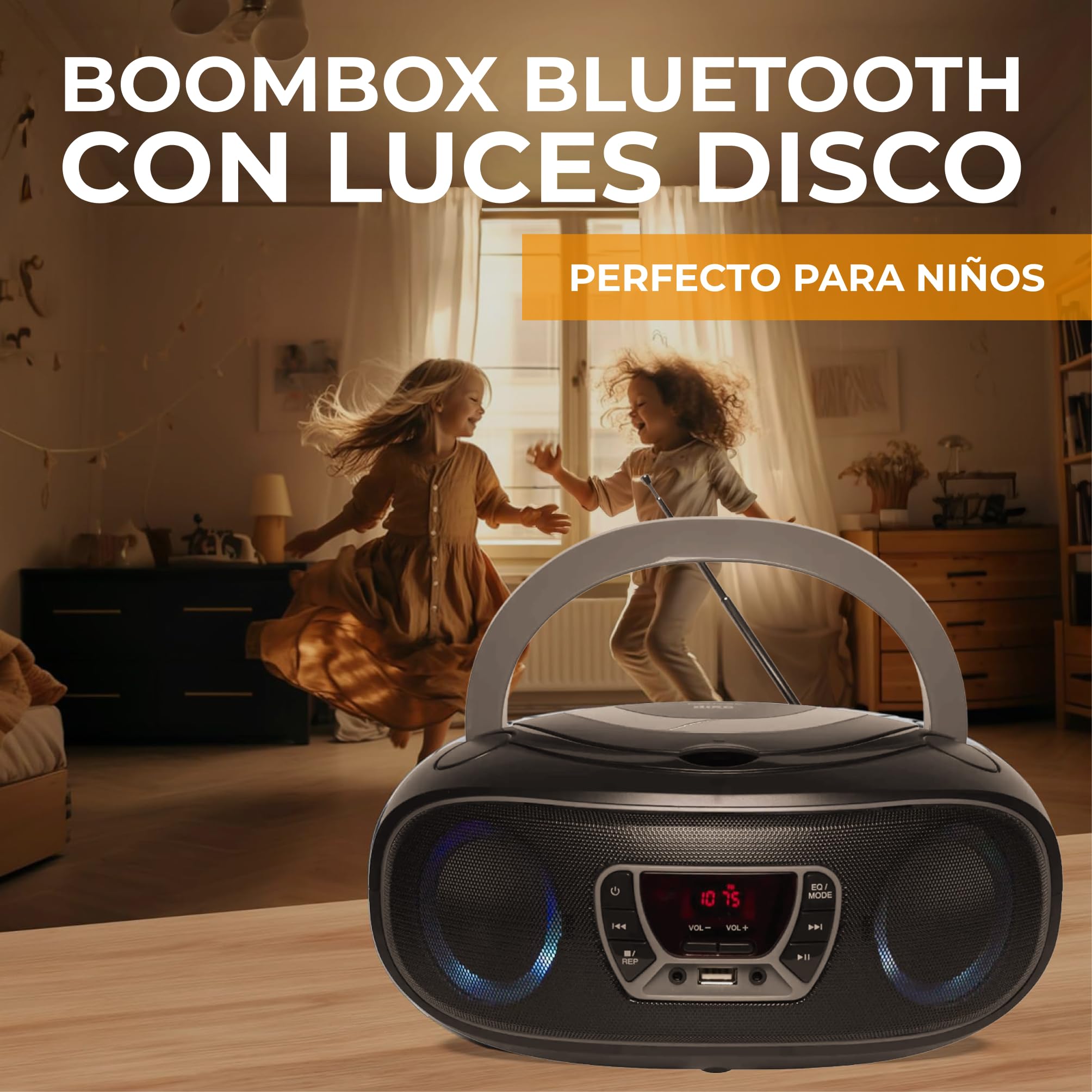Denver Electronics TCL-212BT GREY reproductor de CD Reproductor de CD portátil Negro, Gris - Unidad de CD (4 W, FM, Externo, Reproductor de CD portátil, Negro, Gris, 3,5 mm)