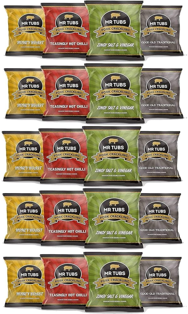 Mr Tubs Double Hand Cooked Premium Pork Crackling 6 Flavours | Desertcart