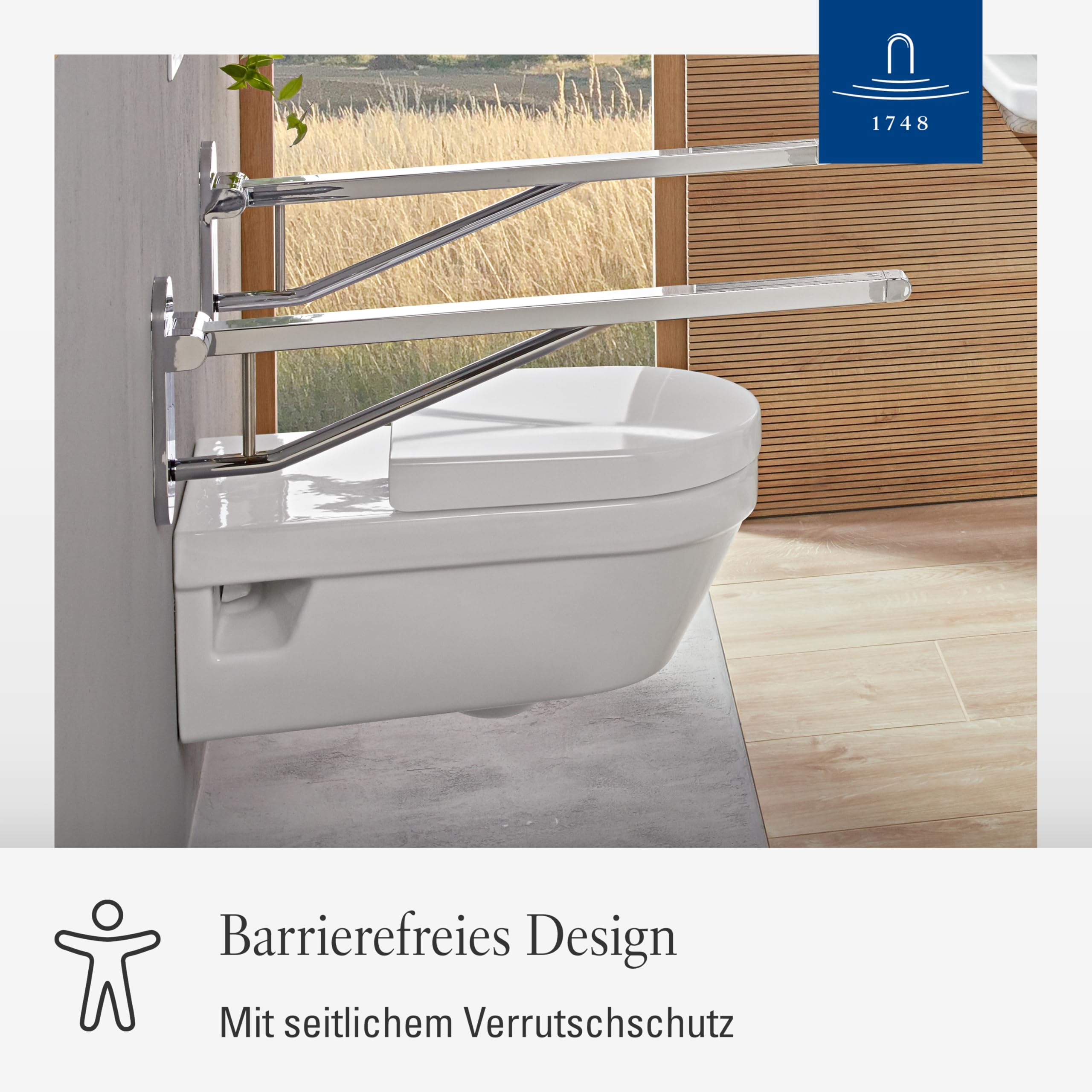 Villeroy & Boch ViCare WC-Sitz, mit SoftClose, D-Form – Weiß Alpin | Barrierefrei, mit Absenkautomatik, abnehmbar, aus bruchsicherem Duroplast, Original Ersatzteil, 9M51B101
