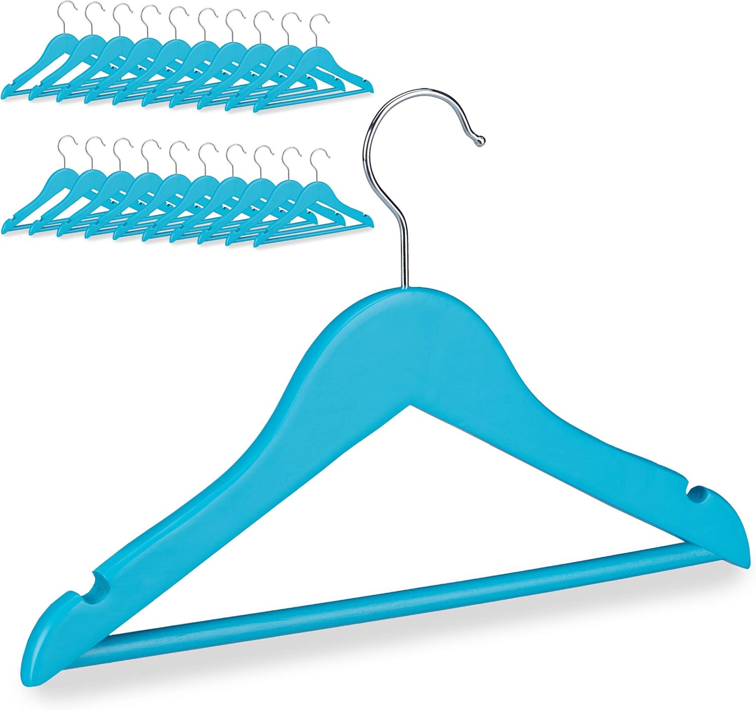 Relaxdays Children’s Coat Hangers Set of 20, 360° Swivel Hooks, Notches