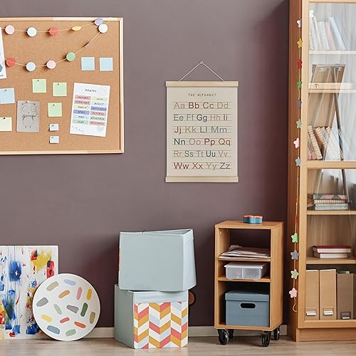 Miniatura 2 de HRQKO Marco para colgar pósteres, decoración de pared de guardería, póster bohemio ABC con marcos de madera, pancarta del alfabeto, decoración para