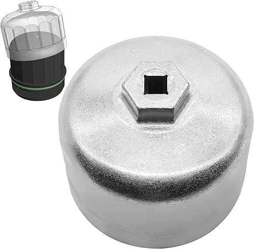 OXCANO Herramienta de extracción de llave de filtro de aceite de 3.386 in x 16 flautas compatible con tapas de carcasa estilo cartucho Volvo y BMW