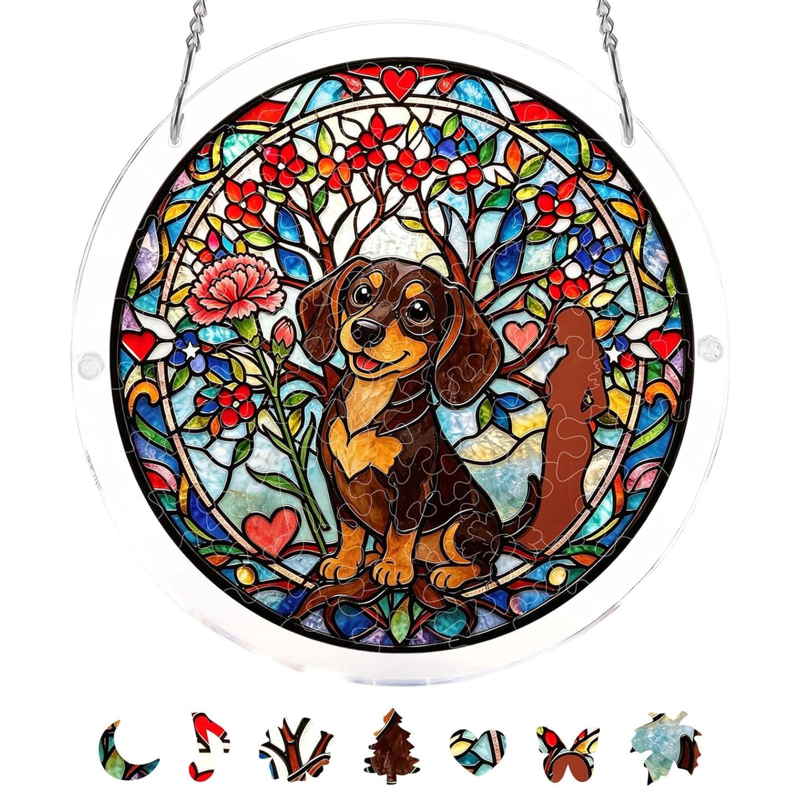 Animal Acrylic Puzzles Suncatcher Window Hanging, DIY Suncatcher Kits for Doors Garden, Sun Catcher Stained Glass Acrylic Puzzle, Garden Decoration for Apartment Living Room Bedroom-#3 S-18.5cm
