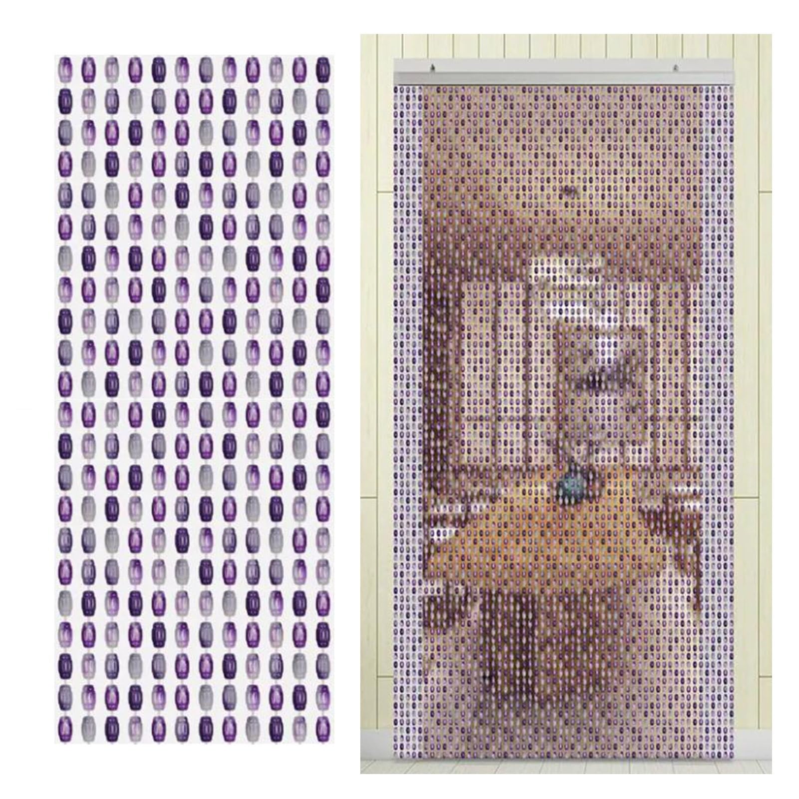 Vnook Beaded curtains, balcony door curtain, DIY hanging room divider, decorative door string curtain for window, room, patio door, balcony door(Purple,100x200cm)