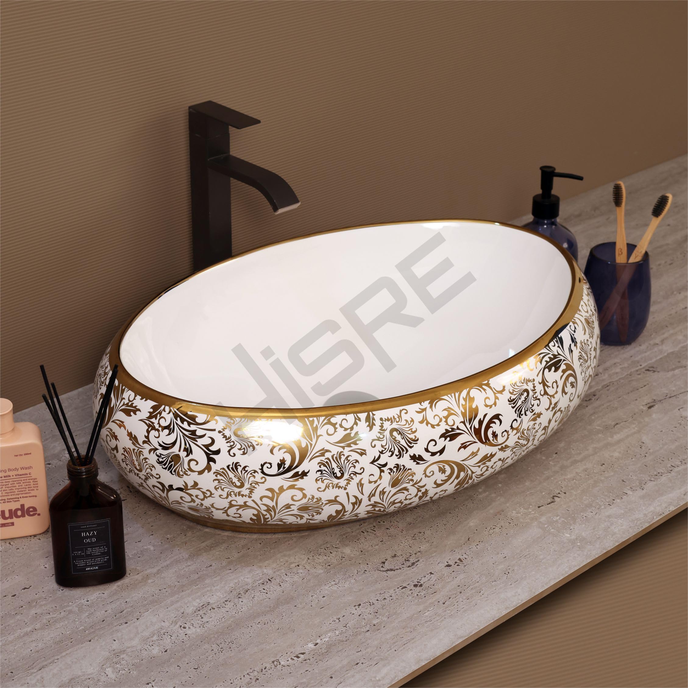 HISRE Ceramic Wash Basin - Tabletop Sink for Bathroom & Living Room -2 HISRE Ceramic Wash Basin - Tabletop Sink for Bathroom & Living Room -2