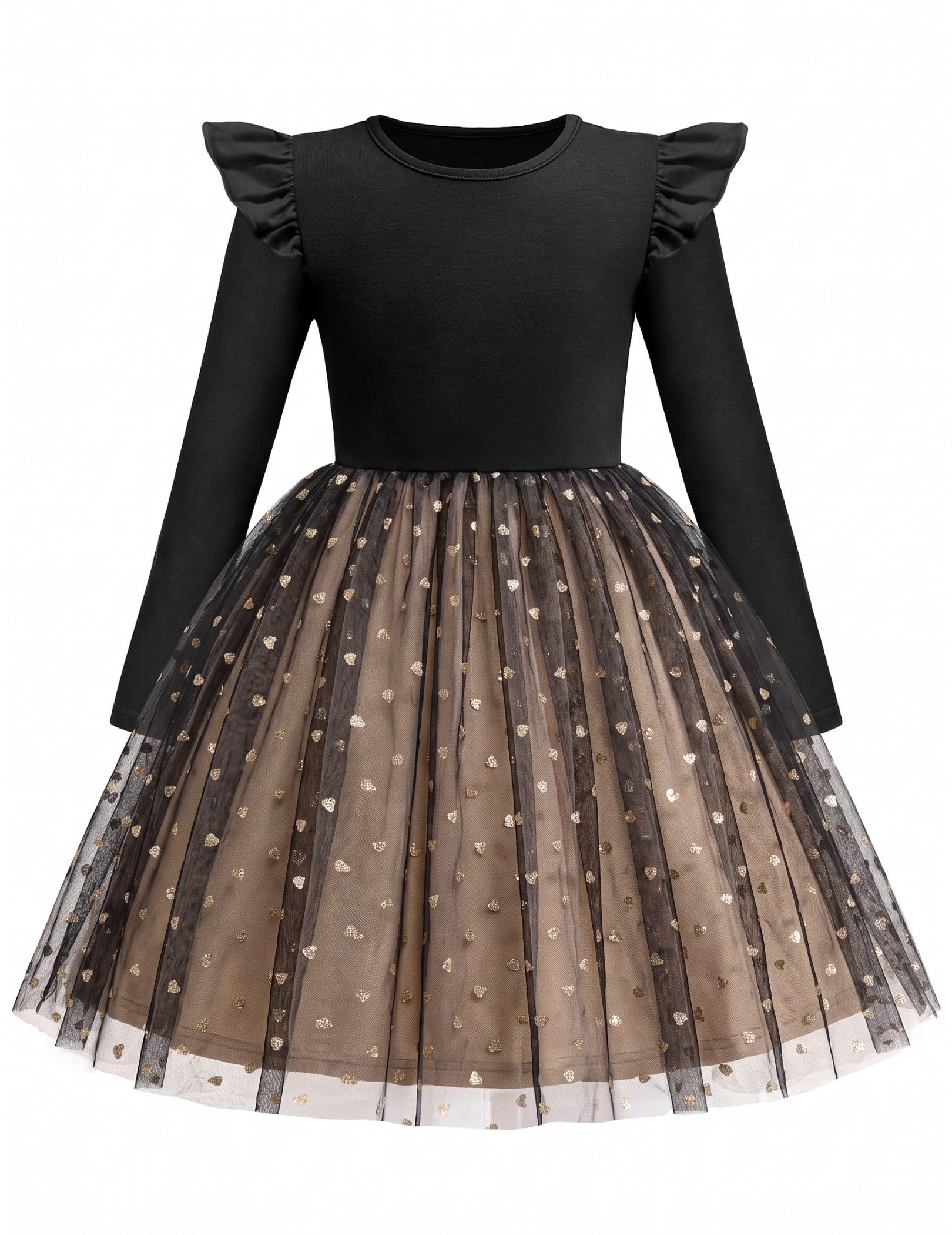 Arshiner Toddler Girls Long Dresses Sleeve Ruffle Winter Holiday Dress 2-6Y