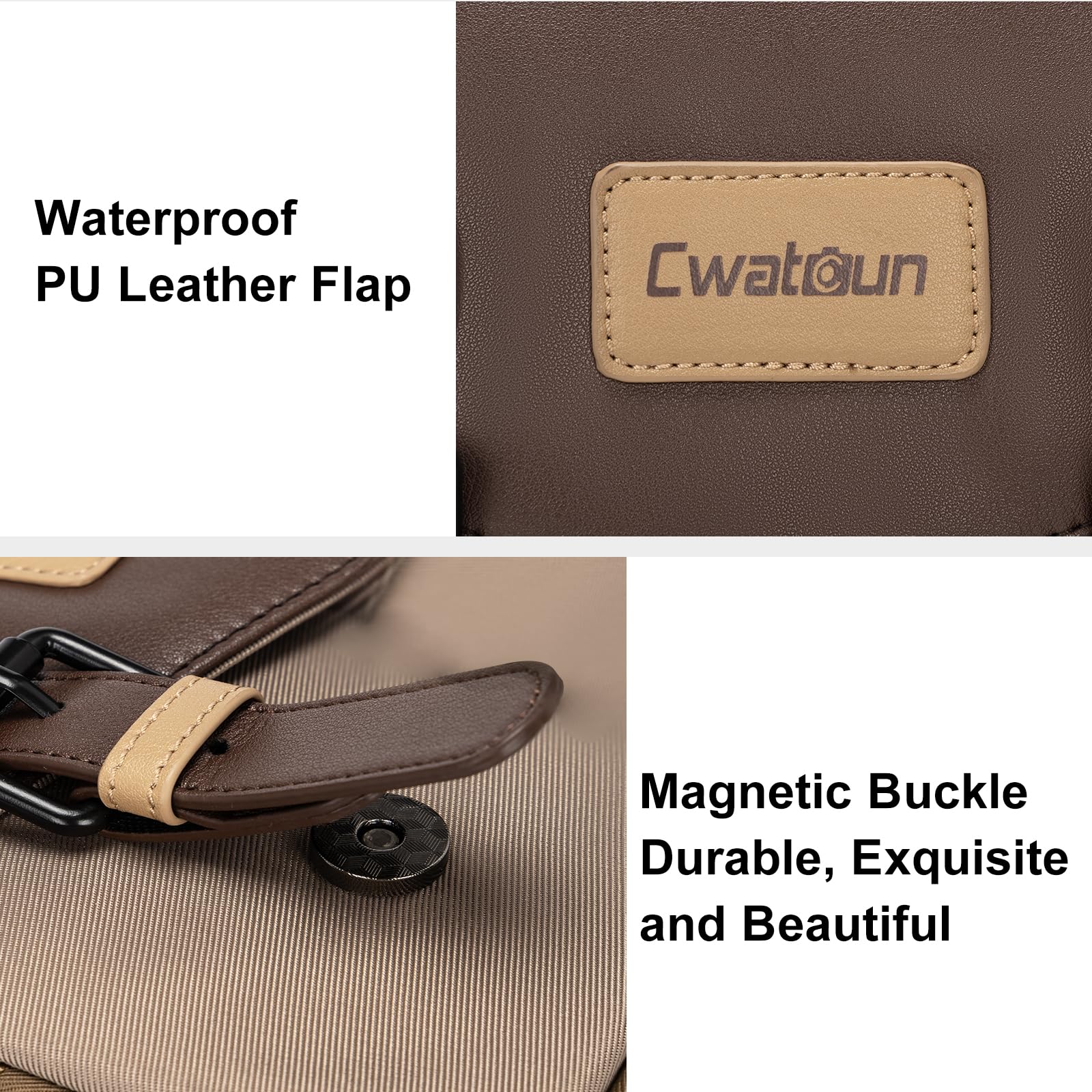 Cwatcun Sac à bandoulière pour appareil photo compact, petit sac étanche pour appareil photo avec support trépied, sac de voyage pour appareil photo reflex numérique/SLR/appareil photo sans miroir