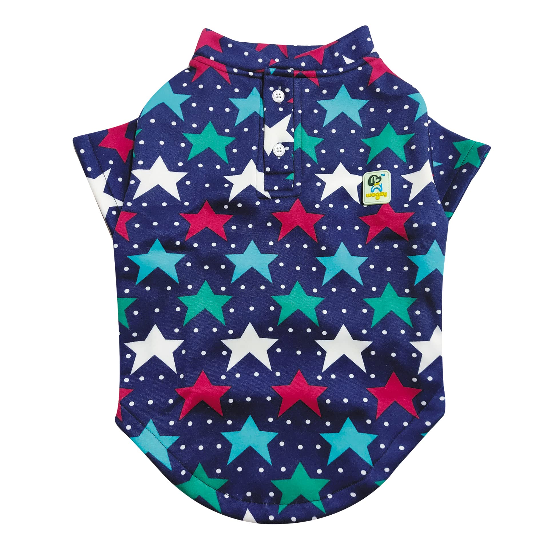 WAGZY Blue Star Theme Printed Warm Winter Polo Sweatshirt Sweater Jacket Coat for Dogs and Cats | Party Festive Winter wear (18" Large) (B0CJMMTCL6) Amazon Price History, Amazon Price Tracker