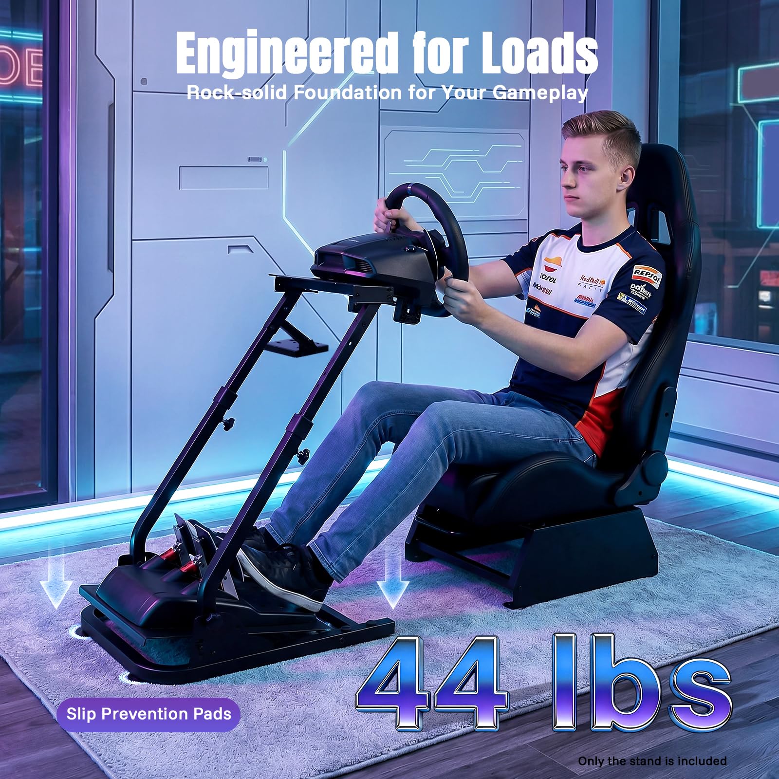 MEHOOSPVN Lenkradständer Verstellbarer & Faltbarer Simulatorständer für Lenkrad Gaming Wheel Stand Racing für Logitech G29 G27 G920 G923, Thrustmaster T300RS T300GT T248 TS-PC TSXW Gaming Cockpit