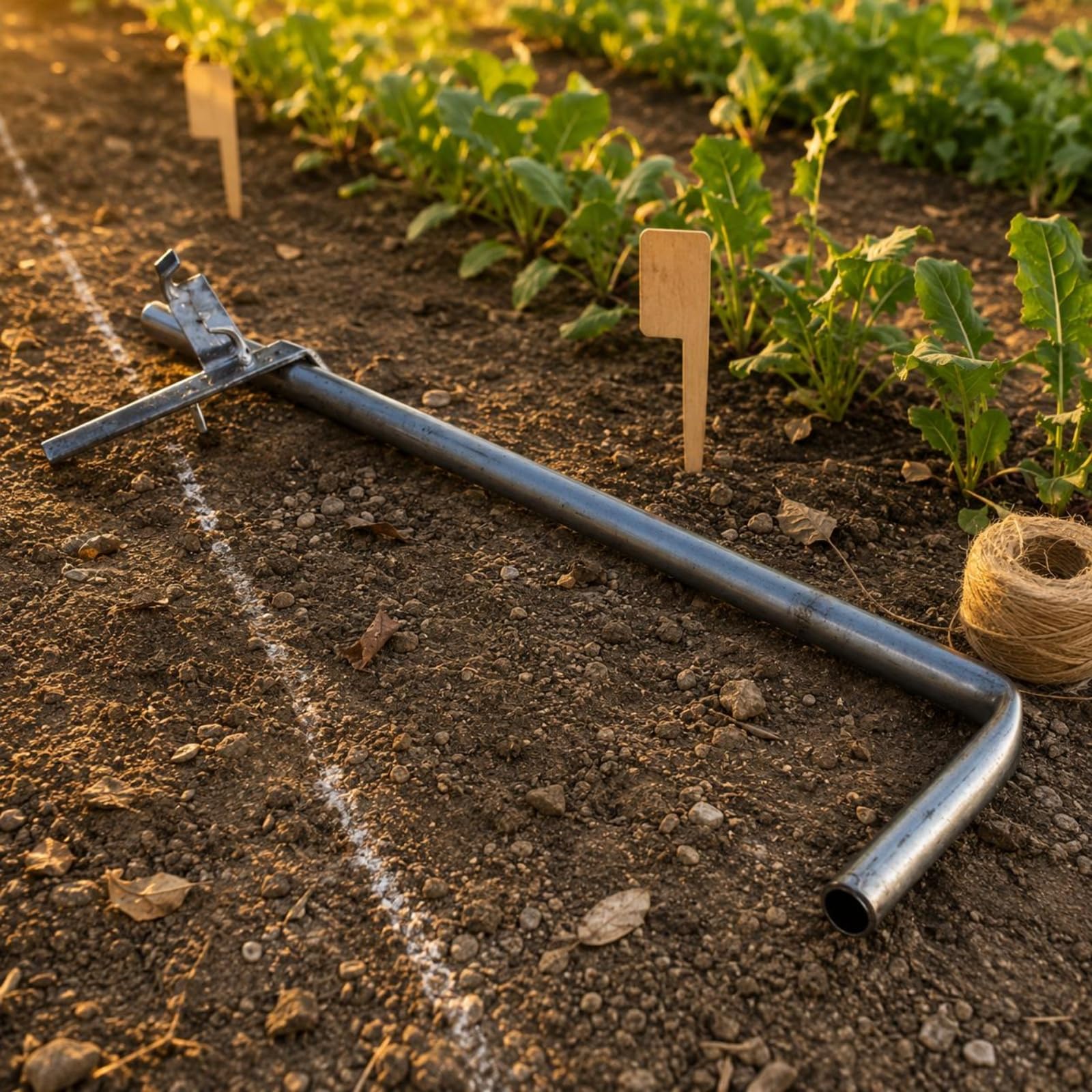 Palo di Sostegno Manuale Attrezzo per Infilare da Giardino in Acciaio con Manico Ricurvo E Testa di Fermo Adatto a Allestimento Orto E Cura Vegetali