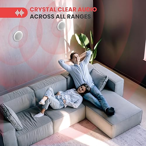 Miniatura 10 de Pyle Sistema de altavoces en el techo de 2 vías para el hogar, par doble de 8 pulgadas y 300 W de altavoces empotrados de pared de techo con tweeter