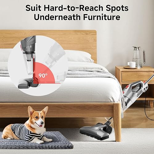 Miniatura 7 de Aspiradora de palo con cable, ligera, potente succión con motor de 450 W, aspiradoras de cable 3 en 1 de 16.4 pies para el hogar, suelo duro,