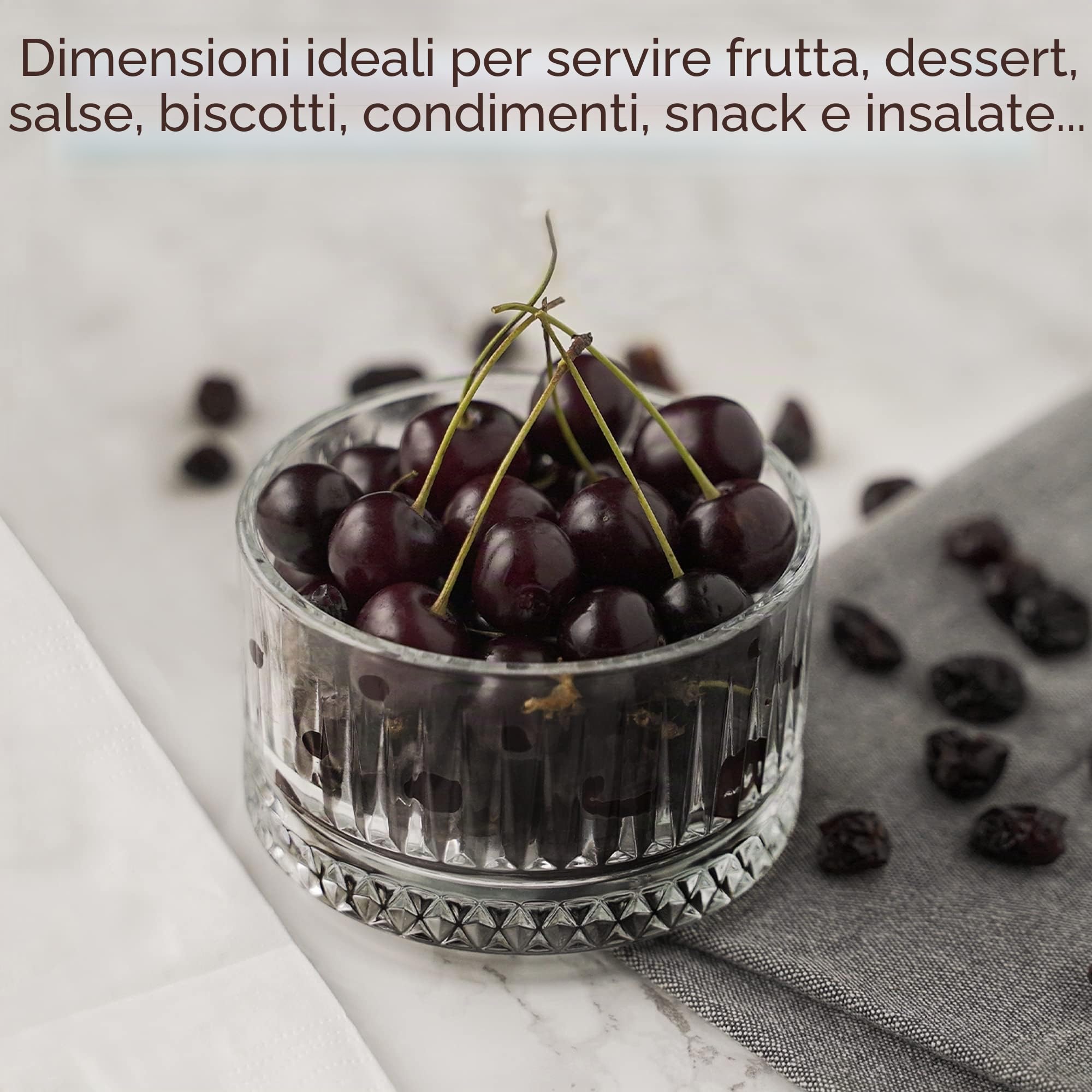 CRYSTALIA Qualità Premium Ciotola per Dessert in Vetro, 240ml 100% SENZA PIOMBO Coppe Gelato, Bicchieri, Coppette per Budini e Snack