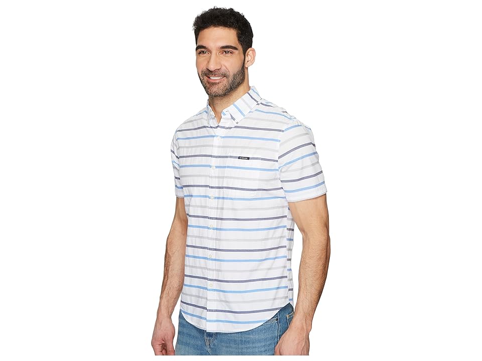 

U.S. POLO ASSN. Short Sleeve Slim Fit Striped Shirt (White) Men's Clothing