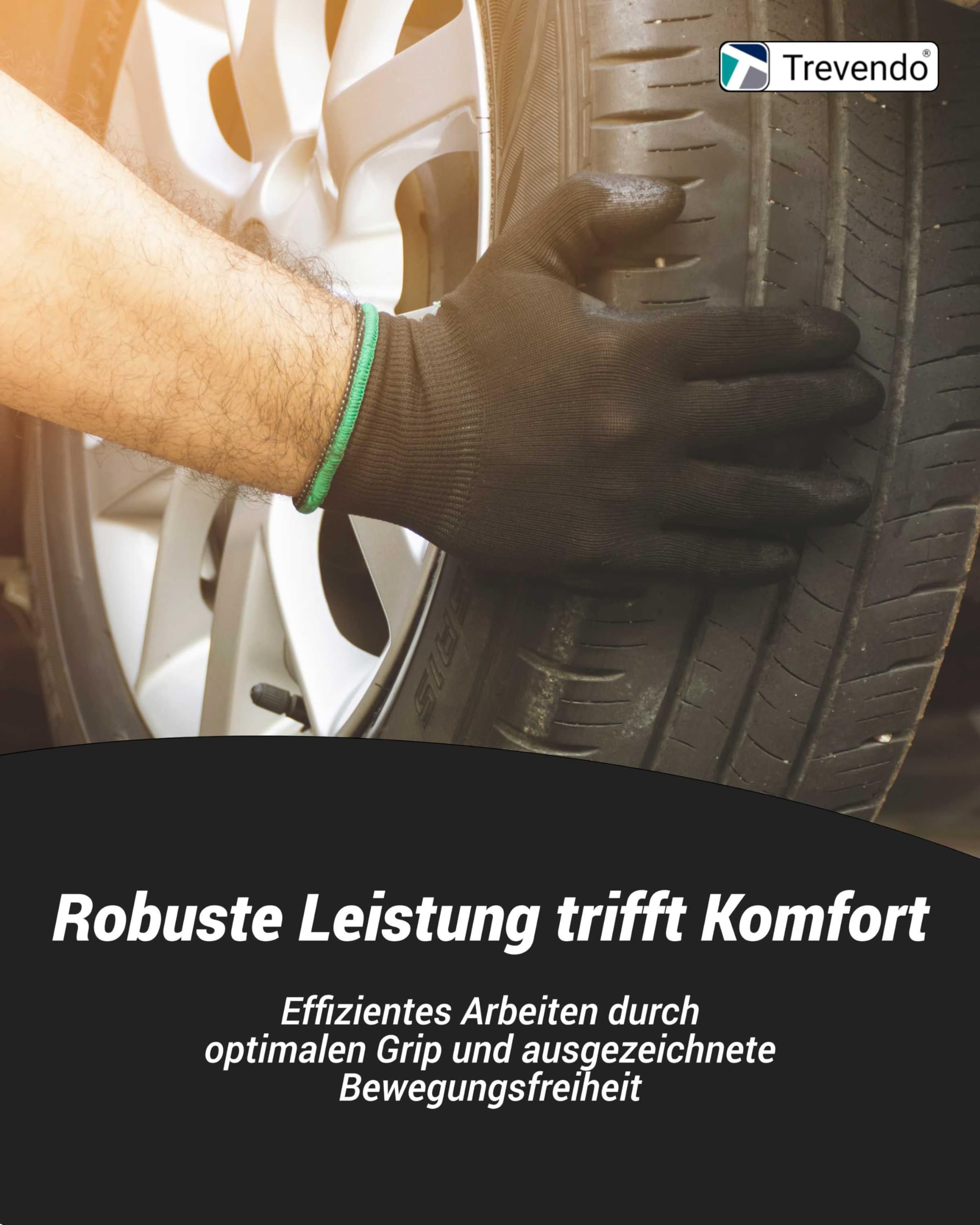Trevendo PU-Arbeitshandschuhe mit Polyurethan-Beschichtung - Damen & Herren - Montage-, Garten-, Sicherheitshandschuhe für Heim und Garten - Zuverlässiger Schutz und Komfort, 72 Paar, Größe 10
