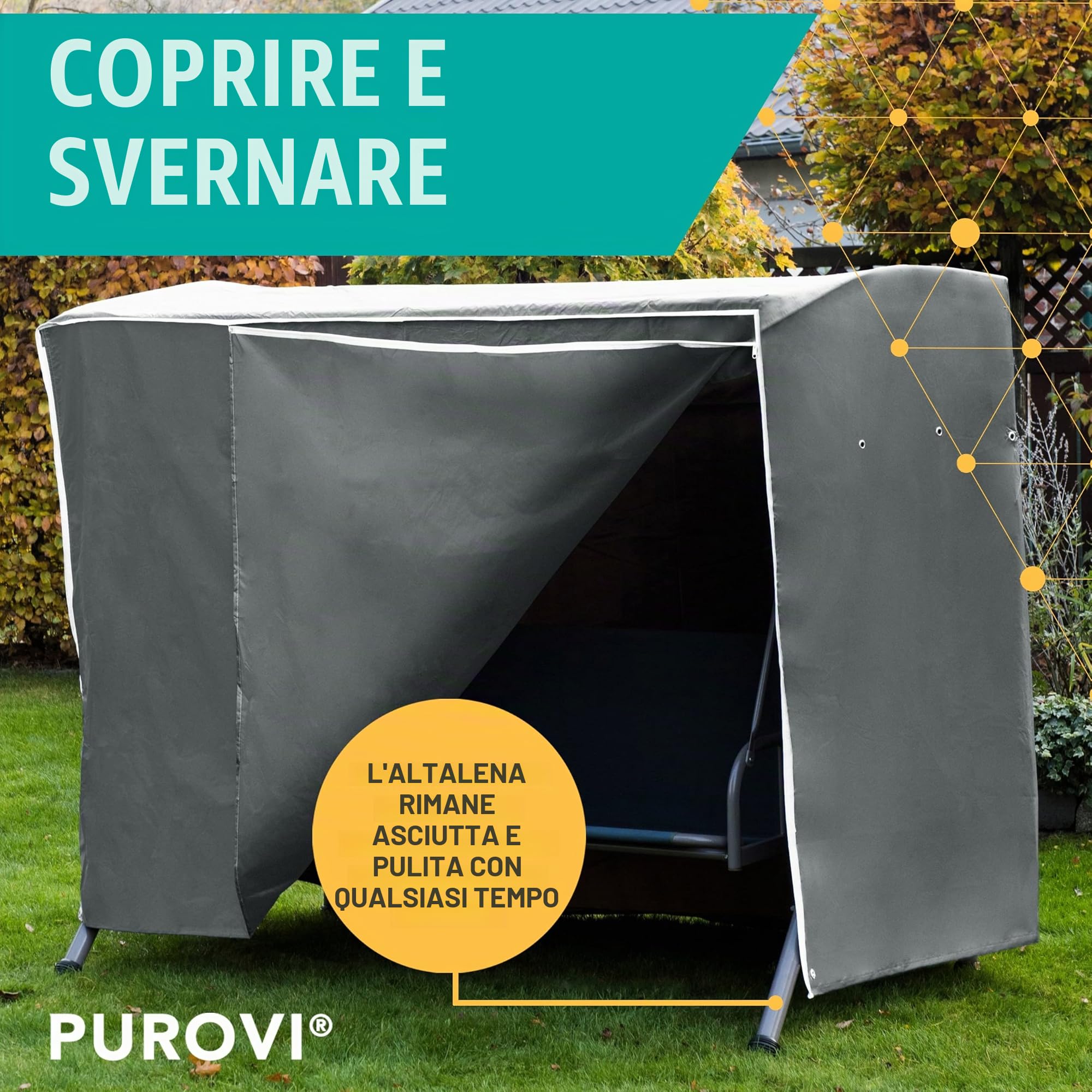 Premium Hollywood TELO di copertura per DONDOLO | Tessuto Oxford 420D | Misura universale 210 x 150 x 150 cm | Idrorepellente e resistente ai raggi UV