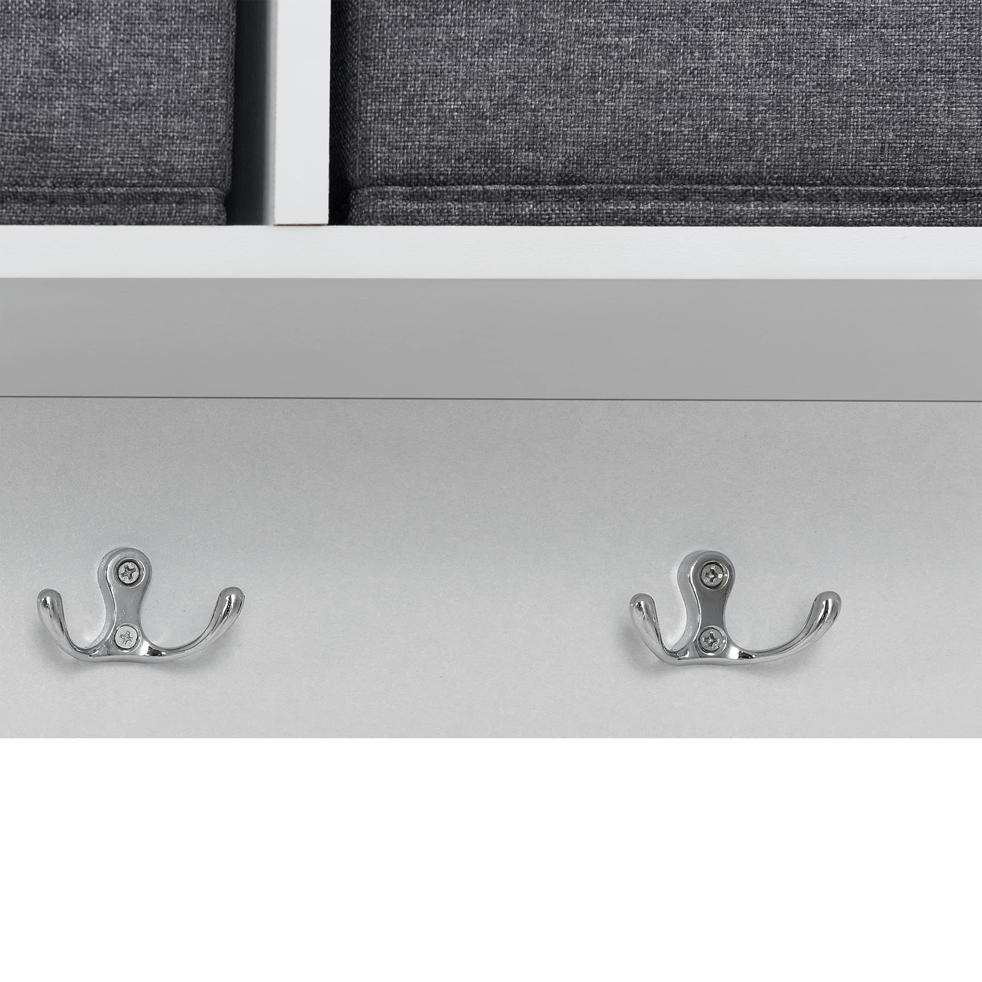 [en.casa] Percha de Pared con 3 Cajas de Almacenamiento Extraíbles Plegables 30 x 100 x 20 cm Blanco Gris Plata máx. 15 kg