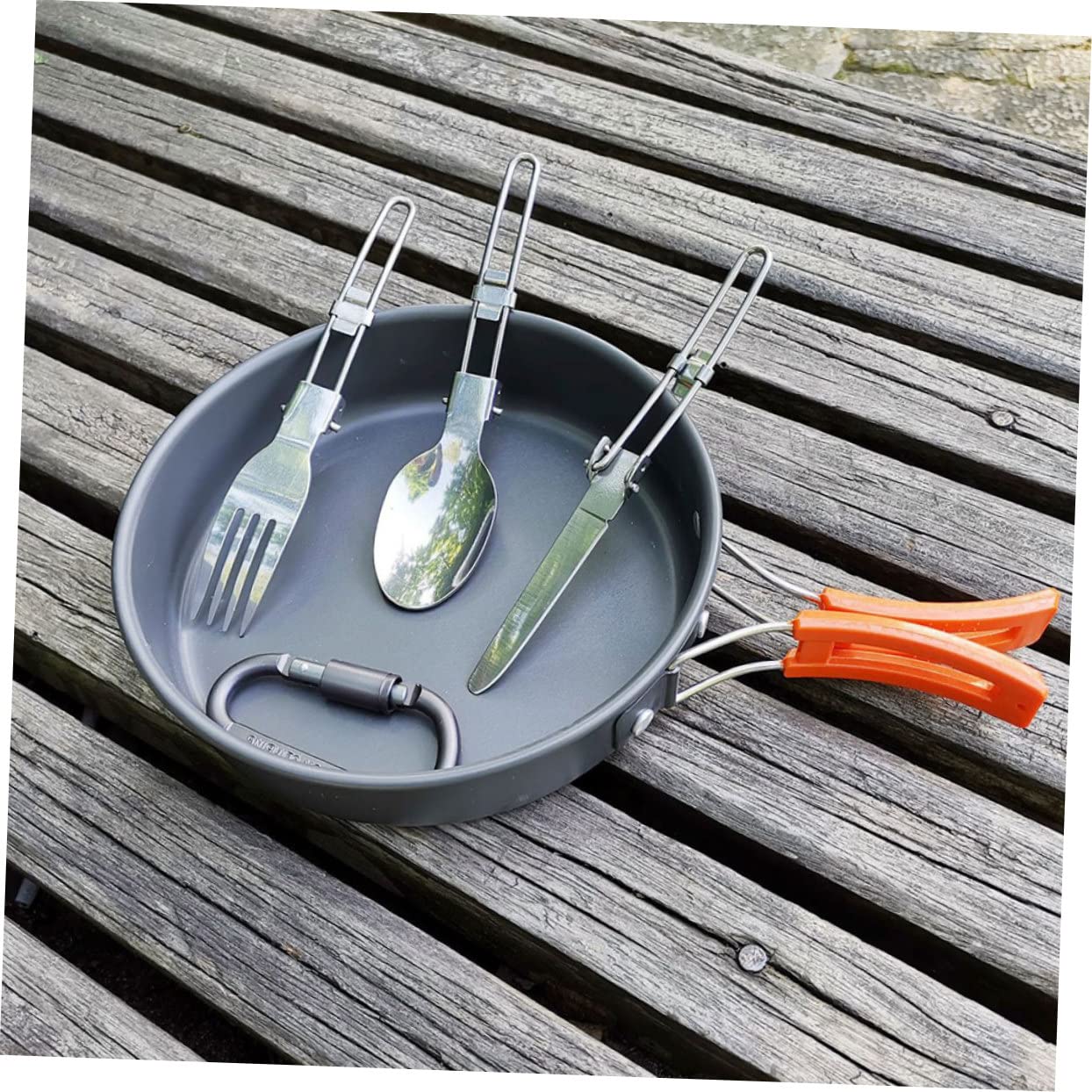 Ustensiles Cuisine de Camping Pliables 1 Set en Alliage D’aluminium Orange | Usage Camping et Escalade, Pratique et Résistant aux Hautes Températures, Format Portable Cuisine Extérieure